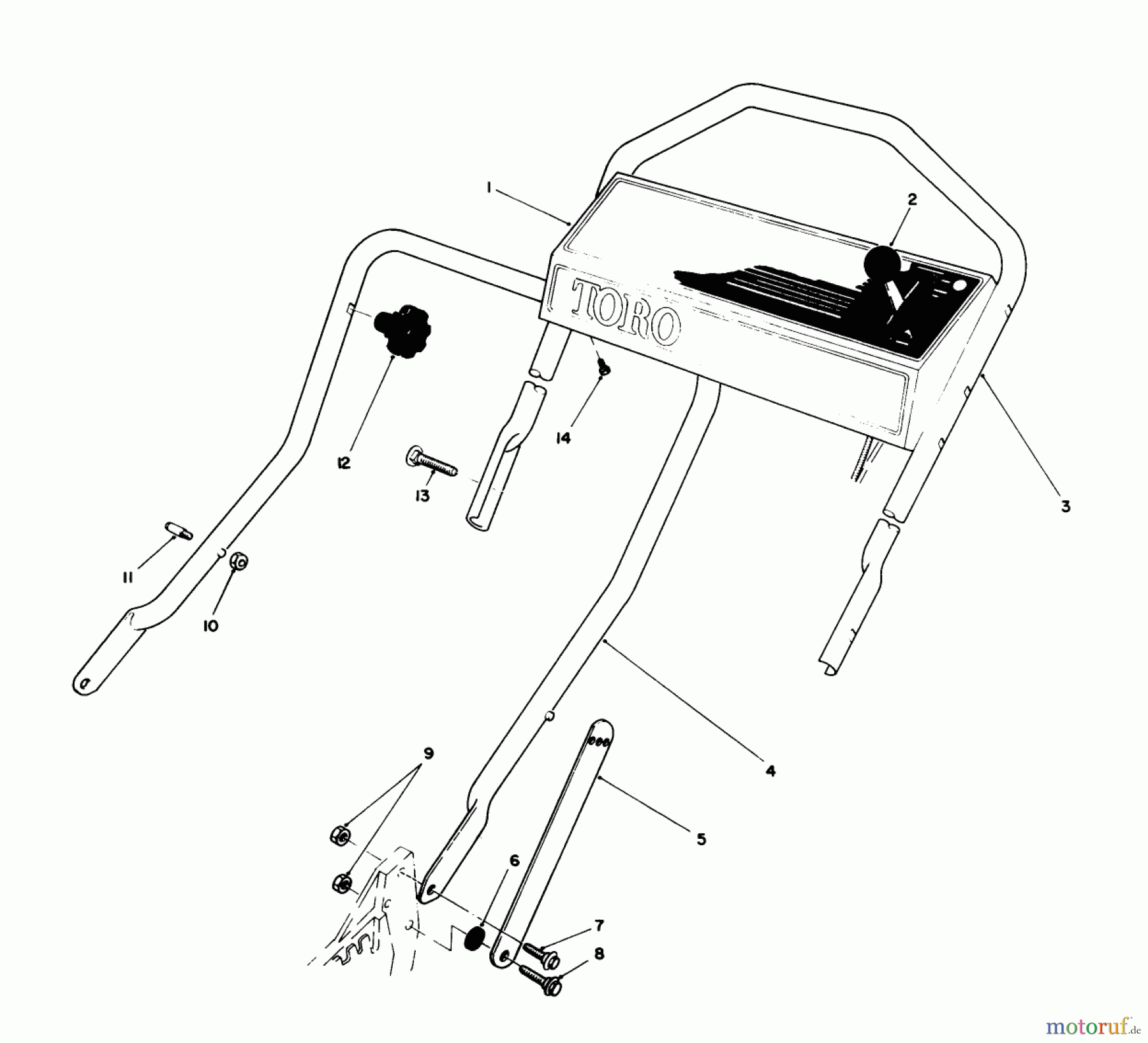  Toro Neu Mowers, Walk-Behind Seite 1 20584 - Toro Lawnmower, 1988 (8000001-8999999) HANDLE ASSEMBLY