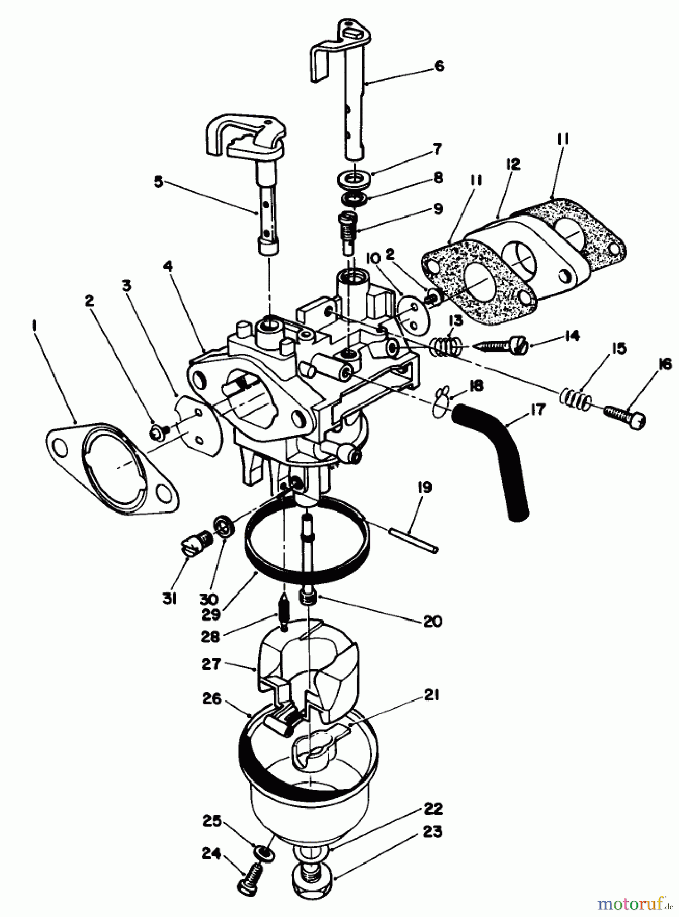  Toro Neu Mowers, Walk-Behind Seite 1 20629C - Toro Lawnmower, 1987 (7000001-7999999) CARBURETOR ASSEMBLY (MODEL NO. VMG6)