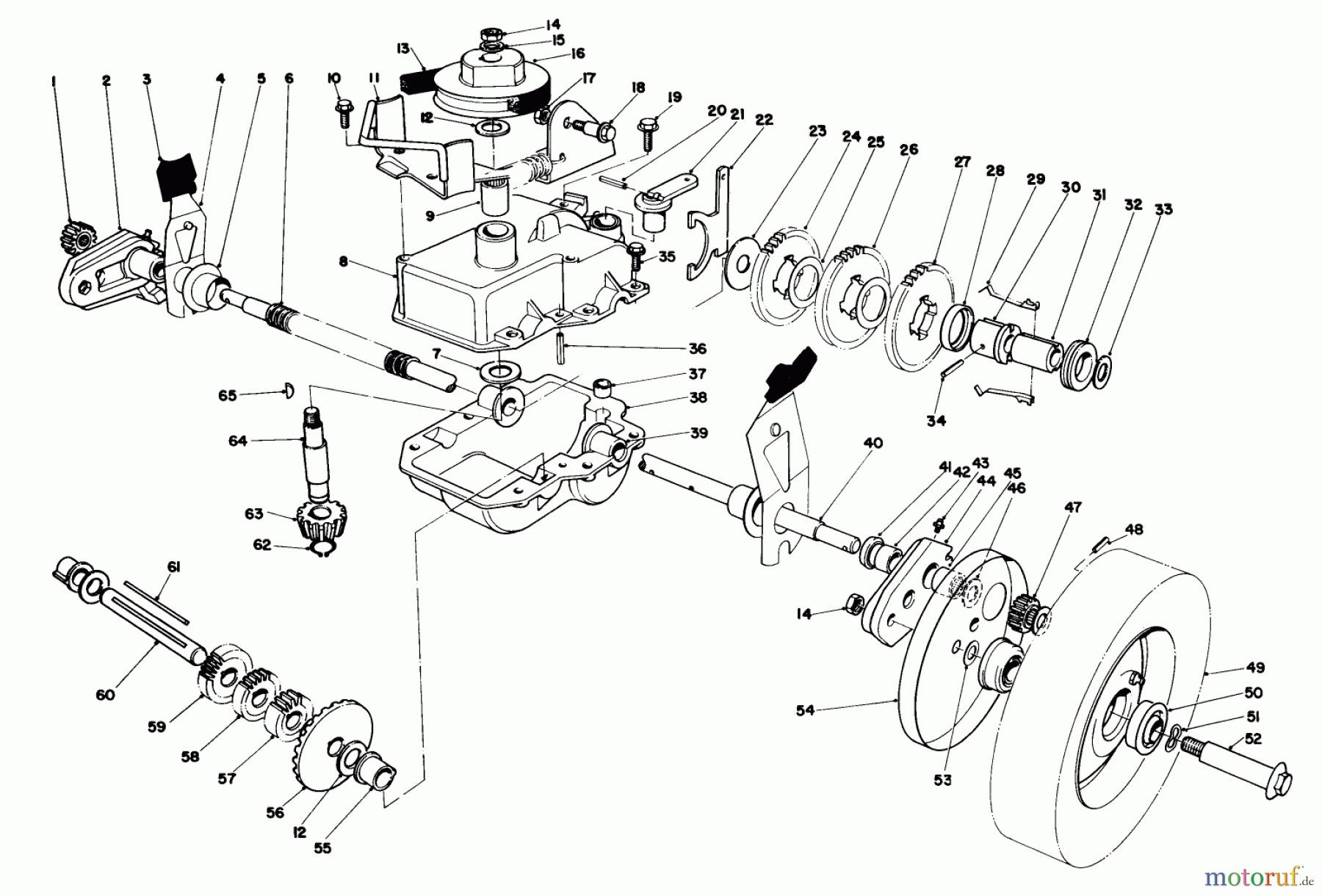  Toro Neu Mowers, Walk-Behind Seite 1 20705 - Toro Lawnmower, 1982 (2000001-2999999) GEAR CASE ASSEMBLY