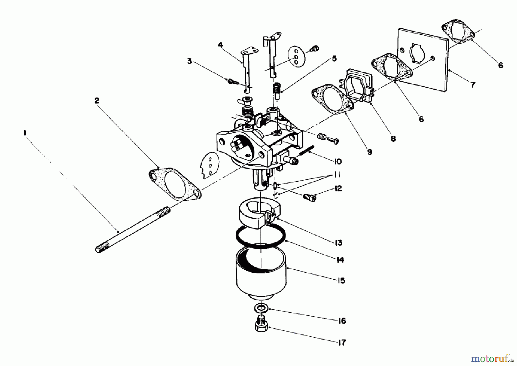  Toro Neu Mowers, Walk-Behind Seite 2 22025 - Toro Lawnmower, 1985 (5000001-5999999) CARBURETOR ASSEMBLY