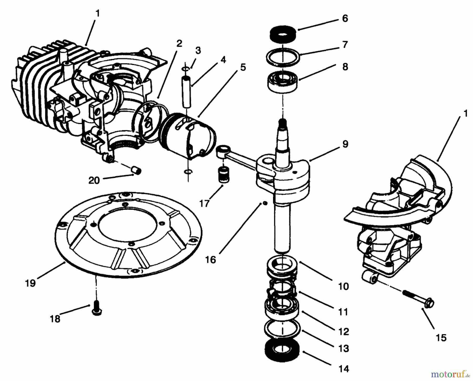  Toro Neu Mowers, Walk-Behind Seite 2 22026 - Toro Side Discharge Mower, 1995 (5900001-5999999) CRANKSHAFT ASSEMBLY (MODEL NO. 47PR4-3)