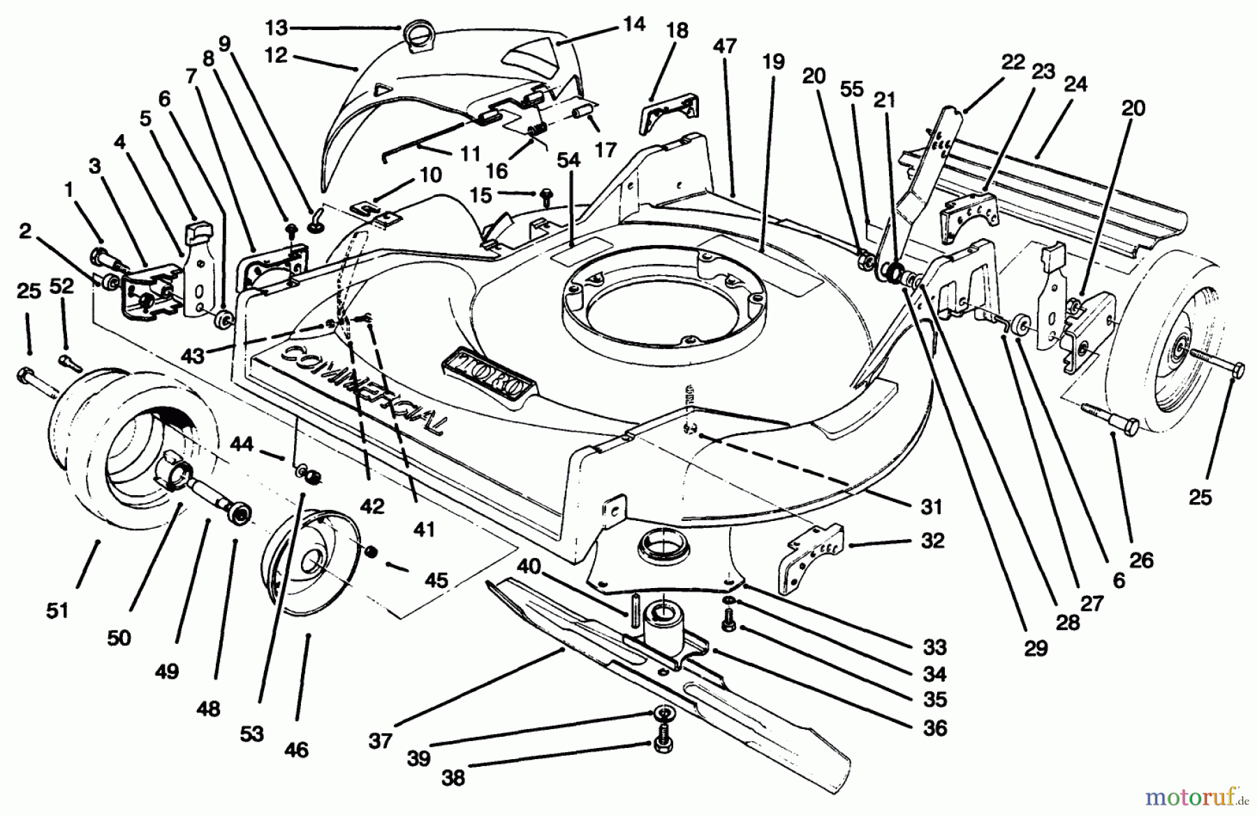  Toro Neu Mowers, Walk-Behind Seite 2 22026 - Toro Side Discharge Mower, 1995 (5900001-5999999) HOUSING & WHEEL ASSEMBLY