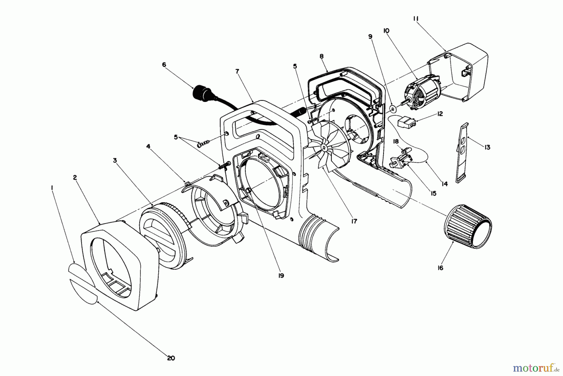  Toro Neu Blowers/Vacuums/Chippers/Shredders 51535 (450 TX) - Toro 450 TX Air Rake, 1987 (7000001-7999999) BLOWER ASSEMBLY