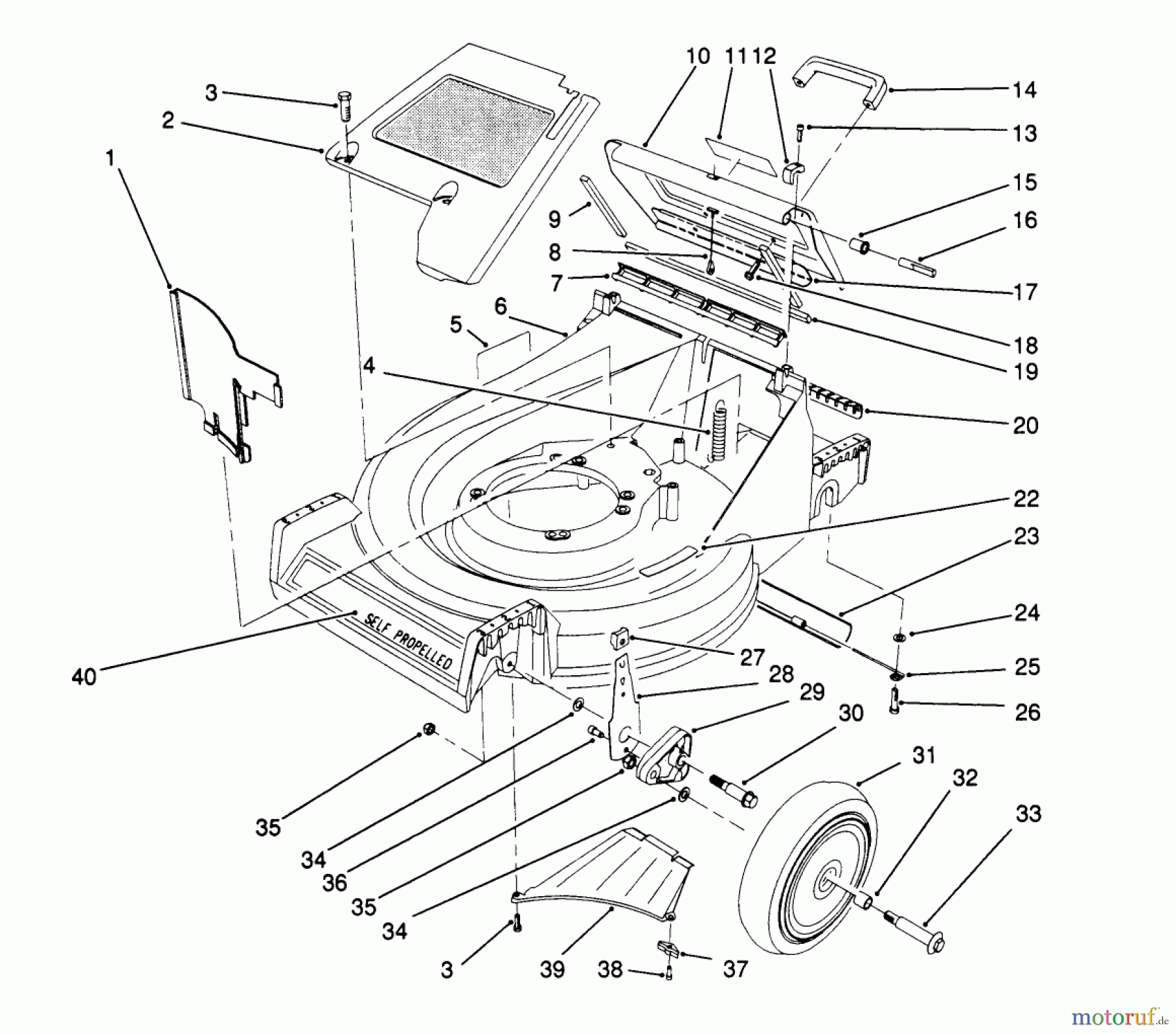 Toro Neu Mowers, Walk-Behind Seite 2 26623 - Toro Lawnmower, 1991 (0000001-0999999) HOUSING ASSEMBLY