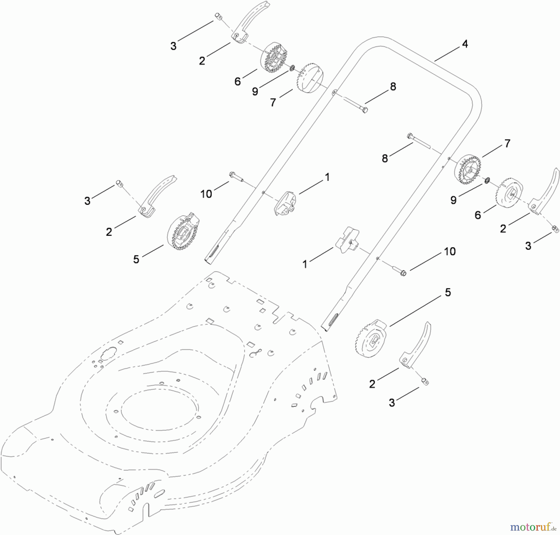  Toro Neu Mowers, Walk-Behind Seite 2 446F (R48) - Toro R48 Recycling Mower, 2010 (310000001-310999999) LOWER HANDLE ASSEMBLY