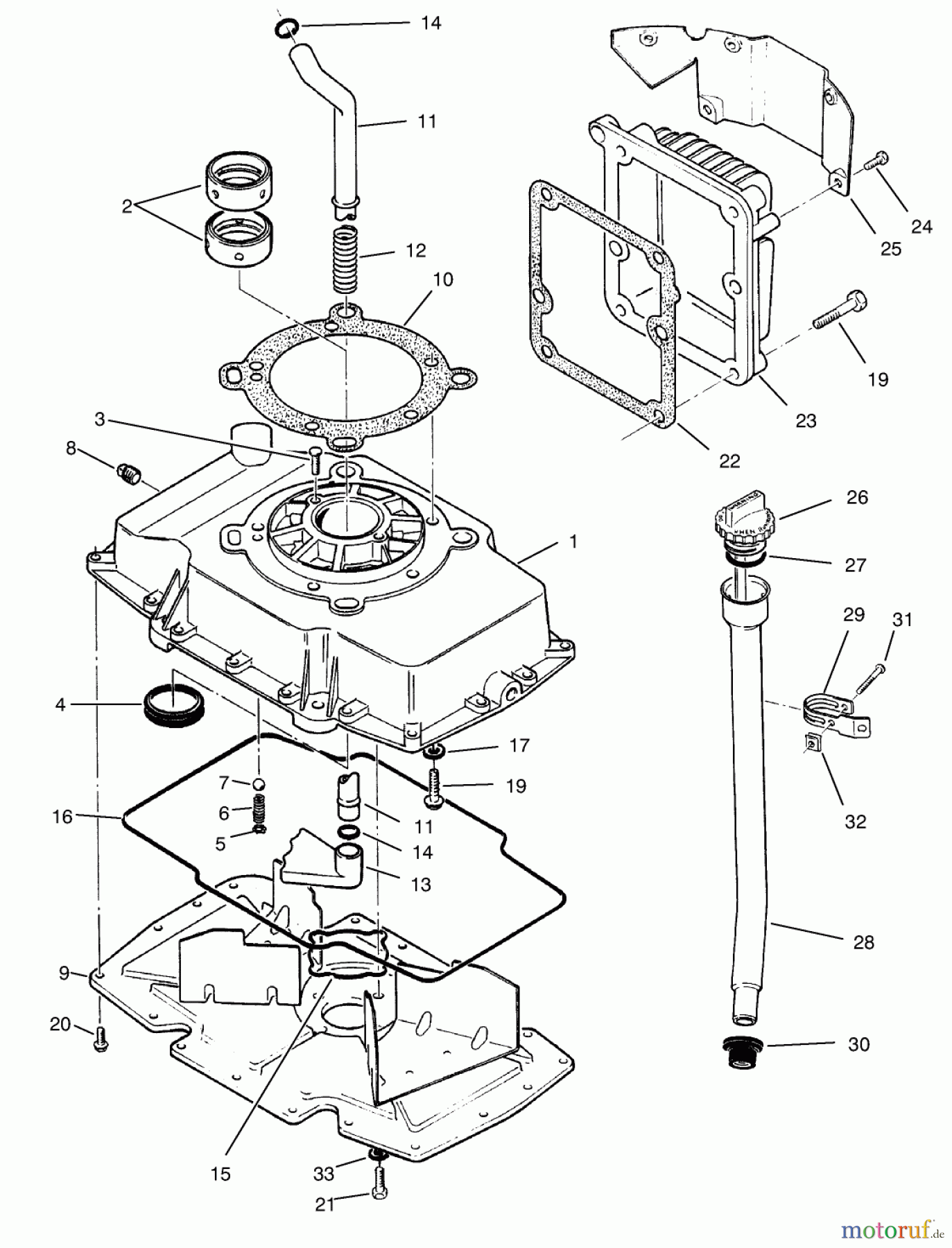  Toro Neu Mowers, Zero-Turn 74021 (616-Z) - Toro 616-Z Tractor, 1994 (490001-499999) OIL BASE & FILL TUBE ASSEMBLY