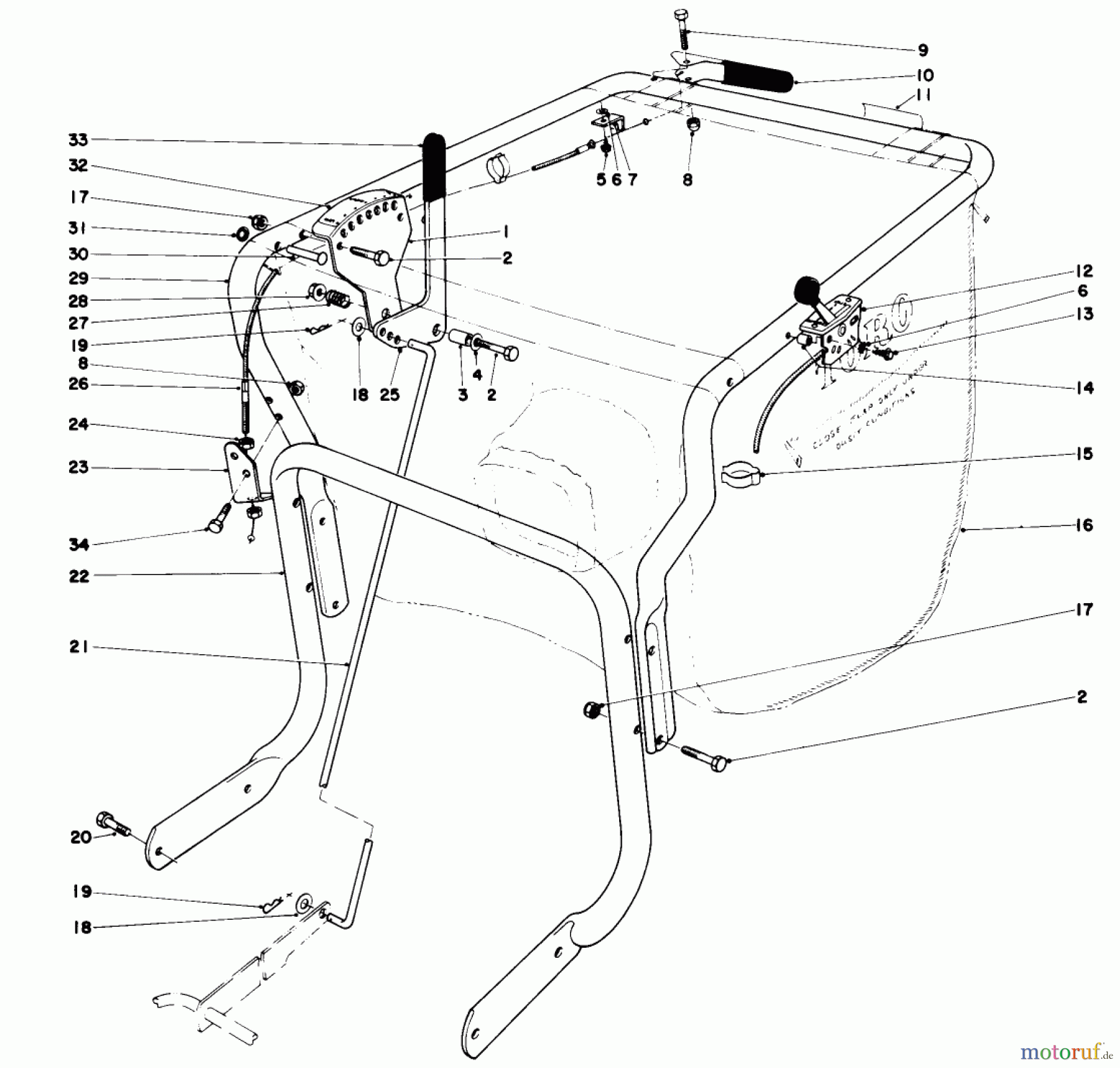Toro Neu Blowers/Vacuums/Chippers/Shredders 62912 - Toro 5 hp Lawn Vacuum, 1979 (9000001-9999999) HANDLE ASSEMBLY (MODEL 62923)