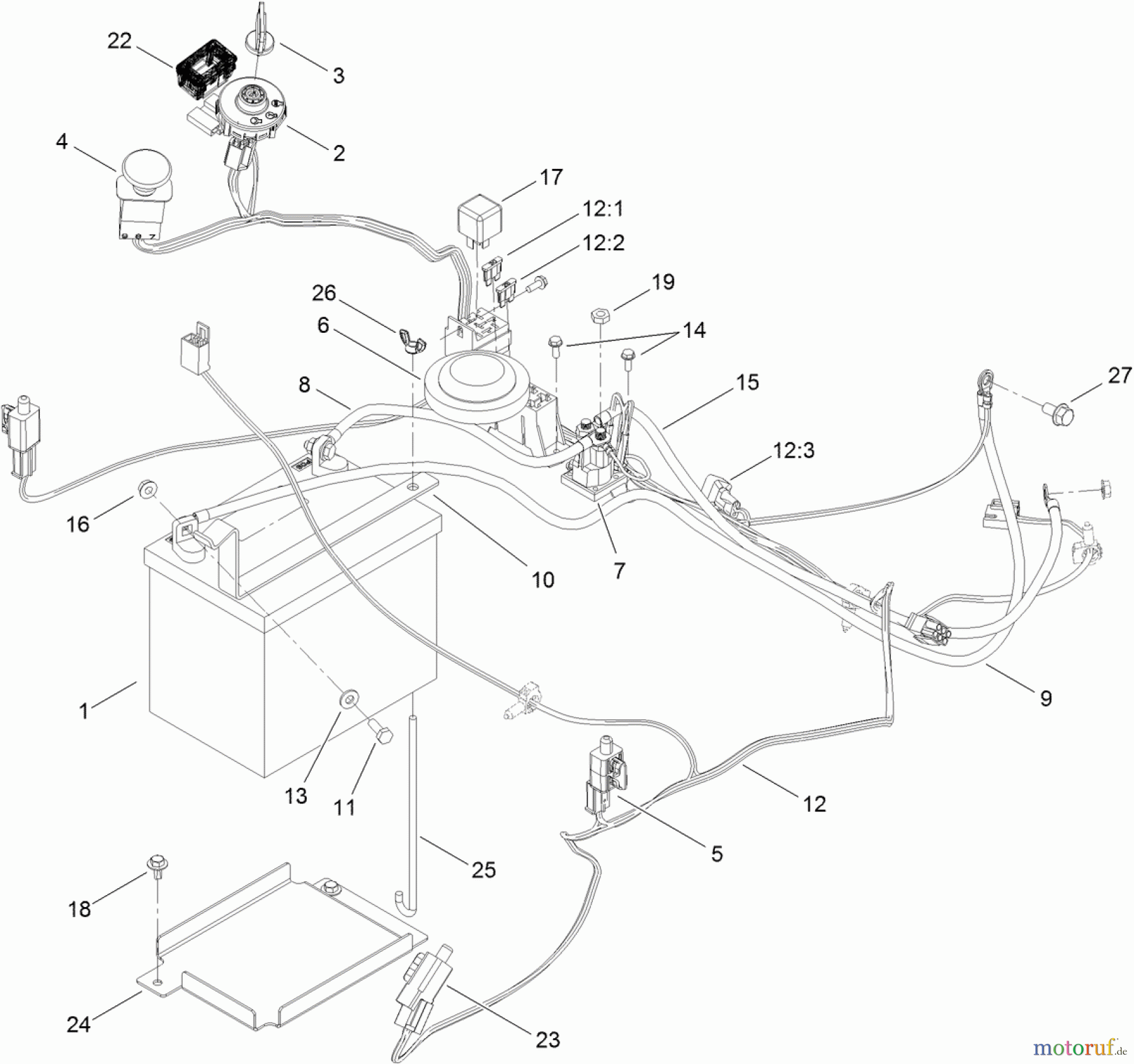  Toro Neu Mowers, Zero-Turn 74841 (ZX4820) - Toro TITAN ZX4820 Zero-Turn-Radius Riding Mower, 2011 (311000001-311999999) ELECTRICAL ASSEMBLY