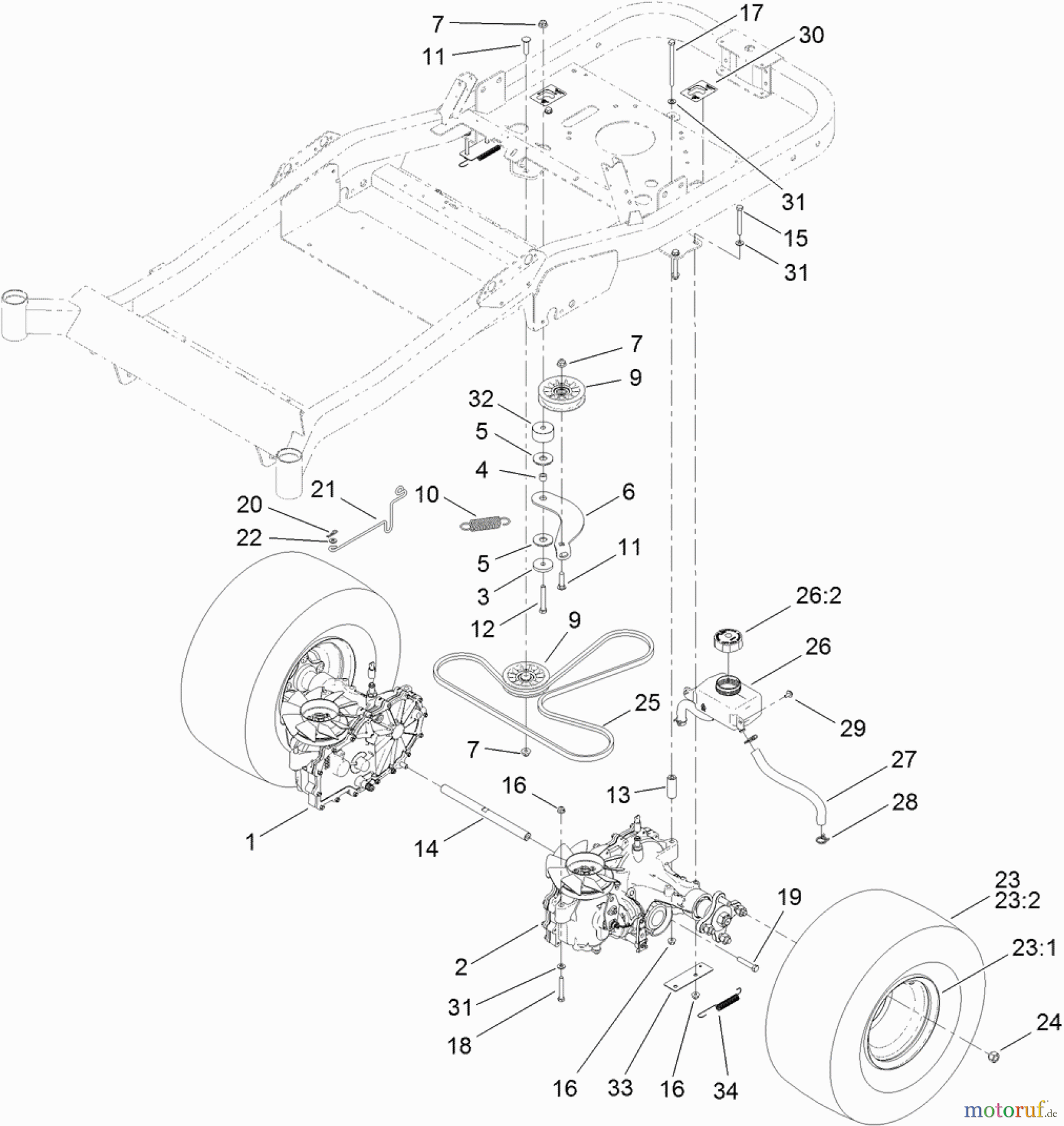  Toro Neu Mowers, Zero-Turn 74924 (ZX5420) - Toro TITAN ZX5420 Zero-Turn-Radius Riding Mower, 2011 (311000001-311999999) TRACTION DRIVE ASSEMBLY