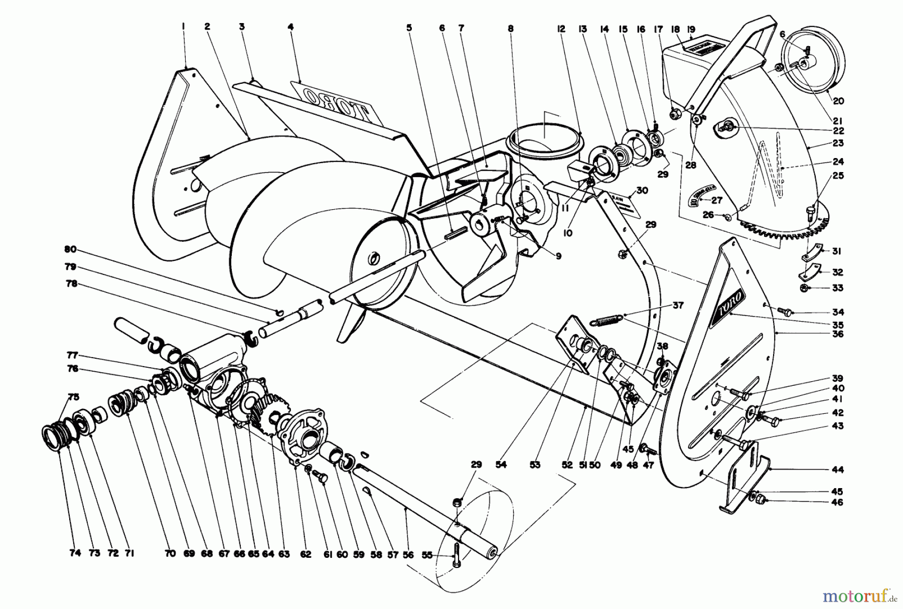  Toro Neu Snow Blowers/Snow Throwers Seite 1 31663 (526) - Toro 526 Snowthrower, 1973 (3000001-3999999) AUGER ASSEMBLY