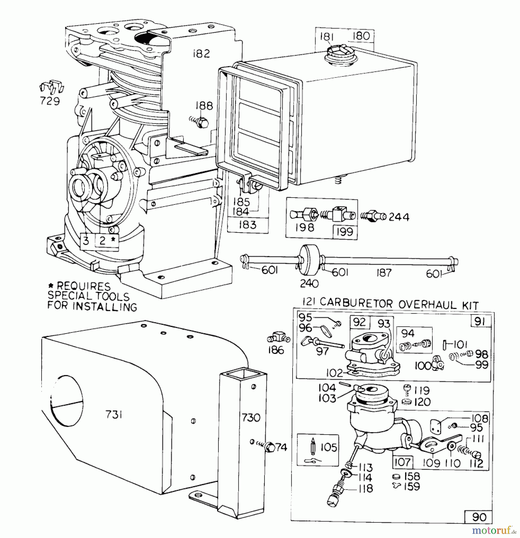  Toro Neu Snow Blowers/Snow Throwers Seite 1 31763 (726) - Toro 726 Snowthrower, 1974 (4000001-4999999) CARBURETOR ASSEMBLY #2