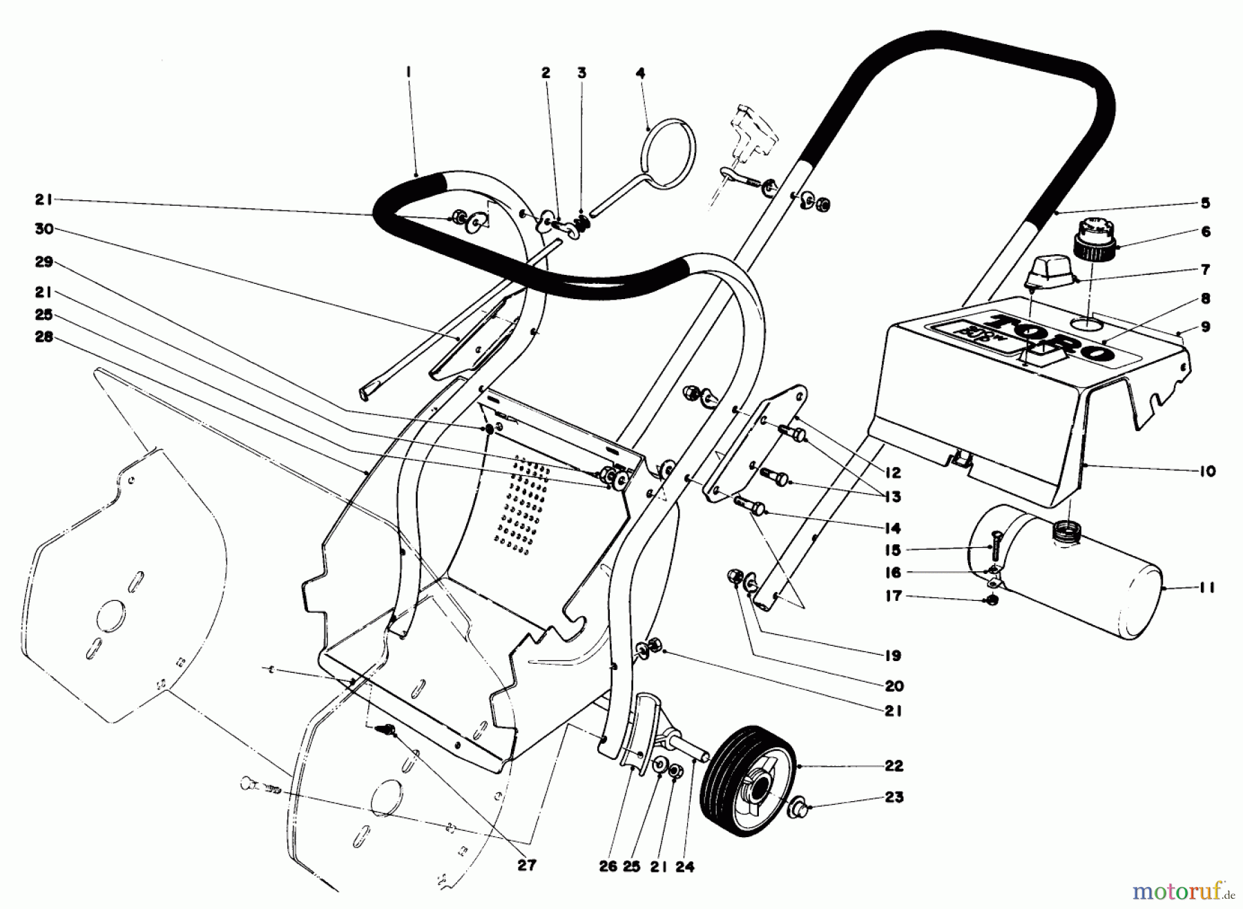 Toro Neu Snow Blowers/Snow Throwers Seite 1 31412 - Toro Snow Pup, 1972 (2000001-2999999) UPPER MAIN FRAME