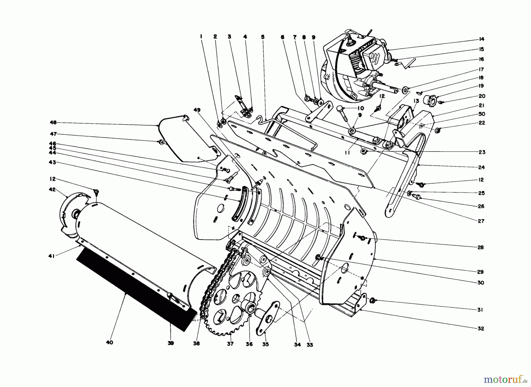 Toro Neu Snow Blowers/Snow Throwers Seite 1 31502 - Toro Snow Pup, 1974 (4000001-4999999) LOWER MAIN FRAME