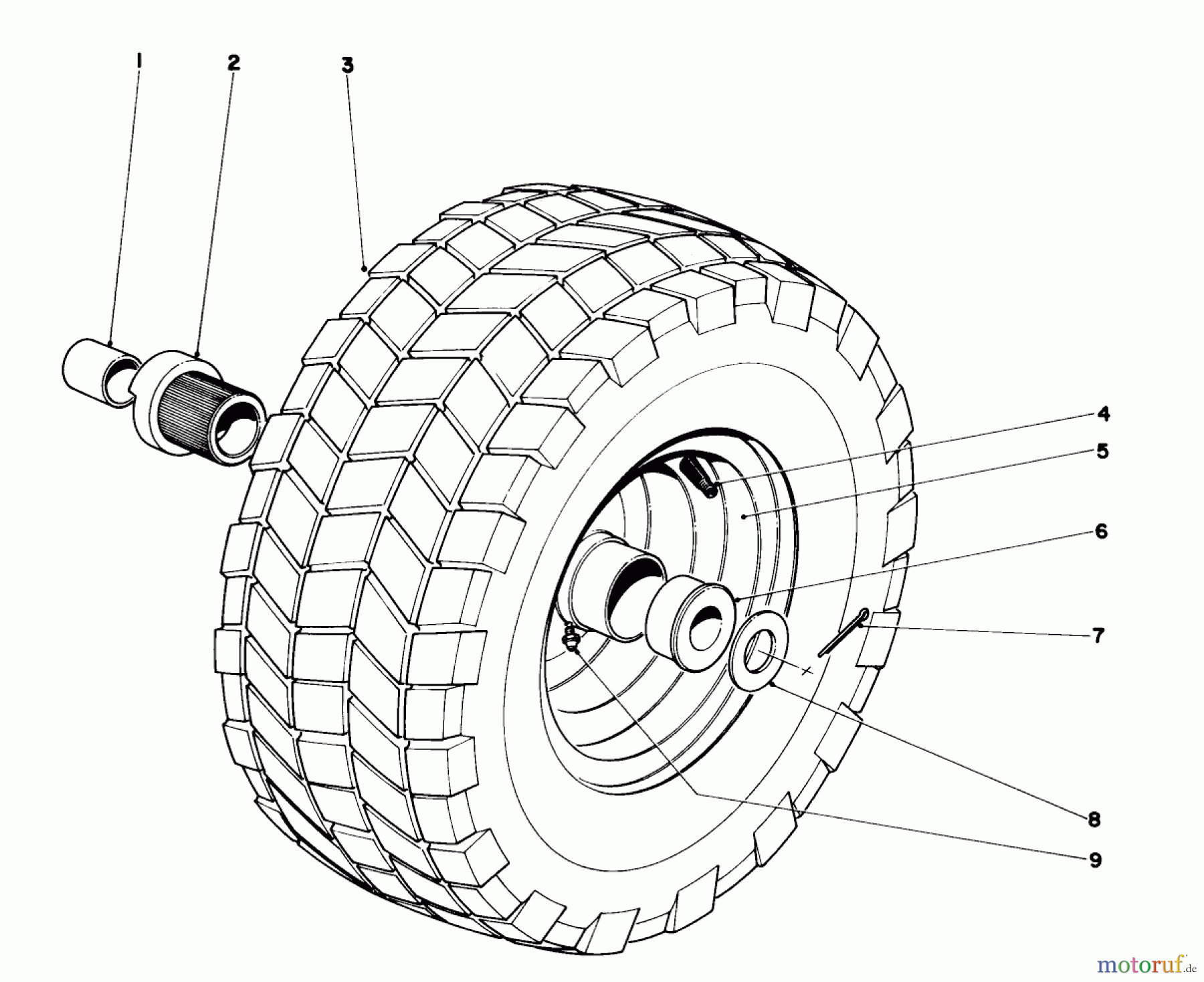  Toro Neu Snow Blowers/Snow Throwers Seite 1 31655 (732) - Toro 732 Snowthrower, 1970 (0000001-0999999) WHEEL AND TIRE ASSEMBLY