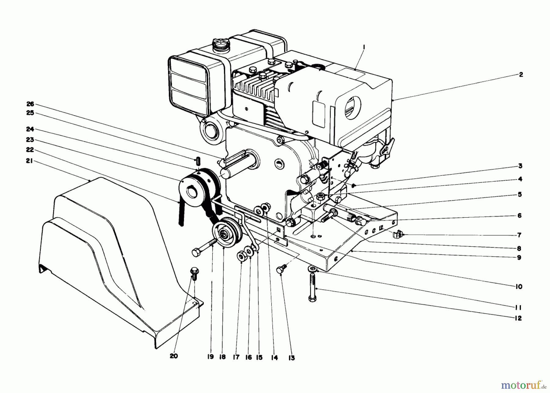  Toro Neu Snow Blowers/Snow Throwers Seite 1 31823 (832) - Toro 832 Snowthrower, 1976 (6000001-6999999) ENGINE ASSEMBLY