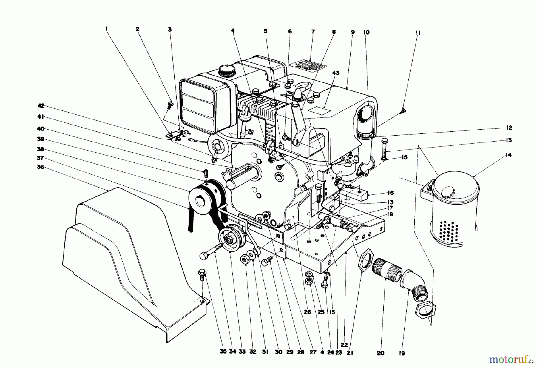 Toro Neu Snow Blowers/Snow Throwers Seite 1 31995 (1032) - Toro 1032 Snowthrower, 1976 (6000001-6999999) ENGINE ASSEMBLY