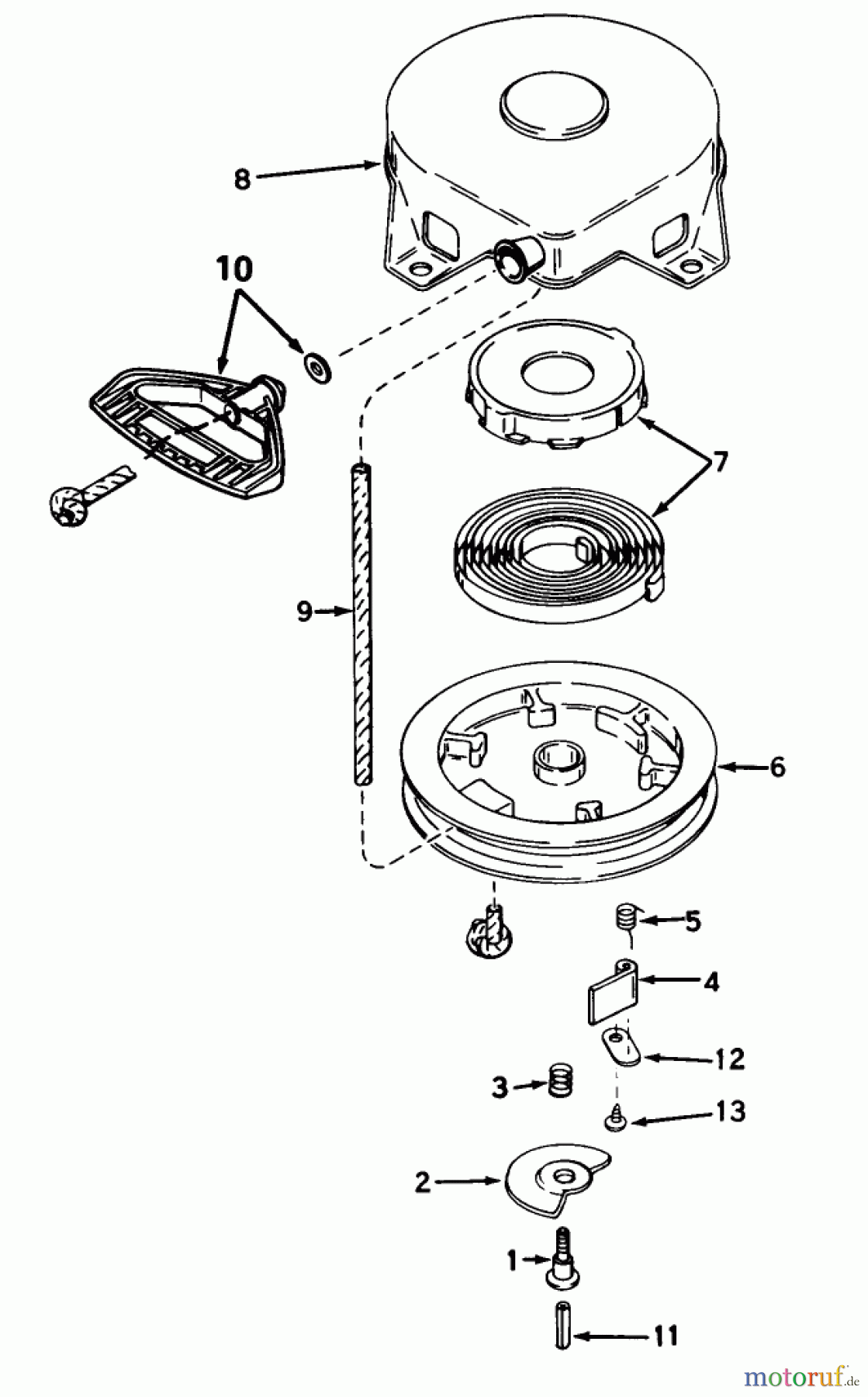  Toro Neu Snow Blowers/Snow Throwers Seite 1 38050 (724) - Toro 724 Snowthrower, 1985 (5000001-5999999) REWIND STARTER NO. 590576 (5 AND 7 H.P. SNOWTHROWER MODEL NOS. 38040 AND 38050)