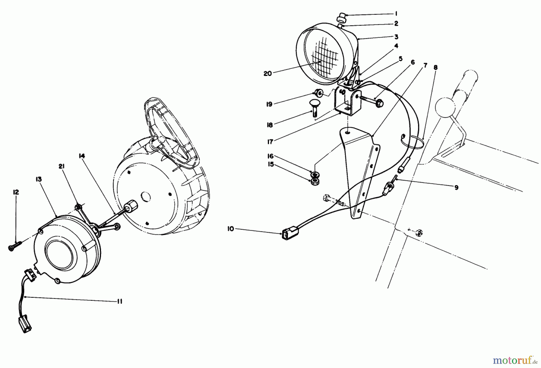 Toro Neu Snow Blowers/Snow Throwers Seite 1 38054 (521) - Toro 521 Snowthrower, 1990 (0000001-0999999) LIGHT KIT NO. 54-9822 (OPTIONAL)