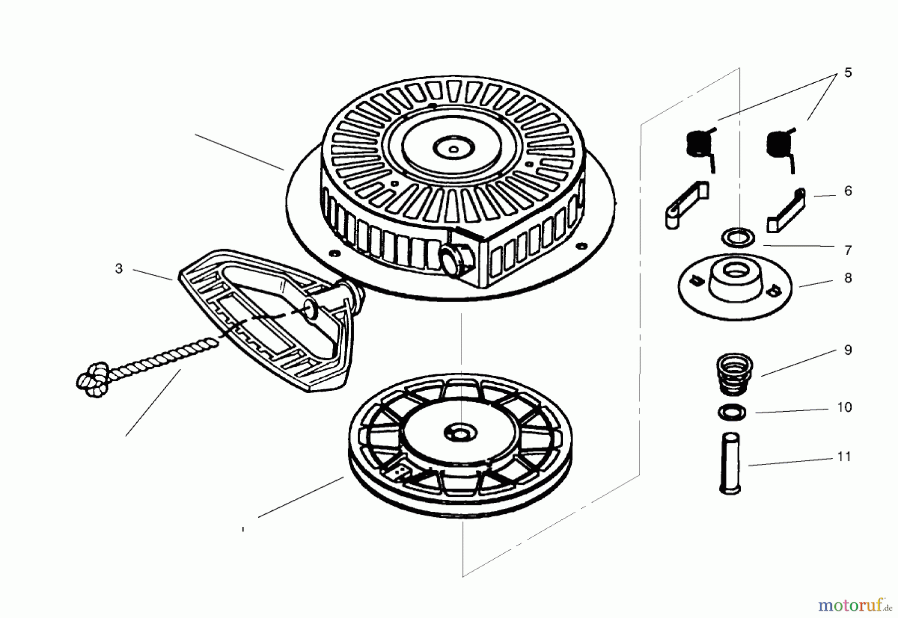 Toro Neu Snow Blowers/Snow Throwers Seite 1 38083 (824XL) - Toro 824XL Power Throw Snowthrower, 1998 (8900001-8999999) RECOIL STARTER TECUMSEH #590733