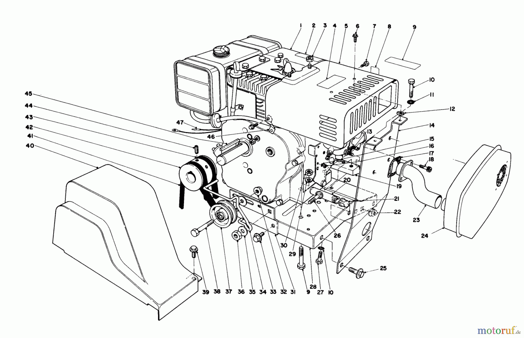 Toro Neu Snow Blowers/Snow Throwers Seite 1 38155 (826) - Toro 826 Snowthrower, 1982 (2000001-2999999) ENGINE ASSEMBLY (MODEL 38095)