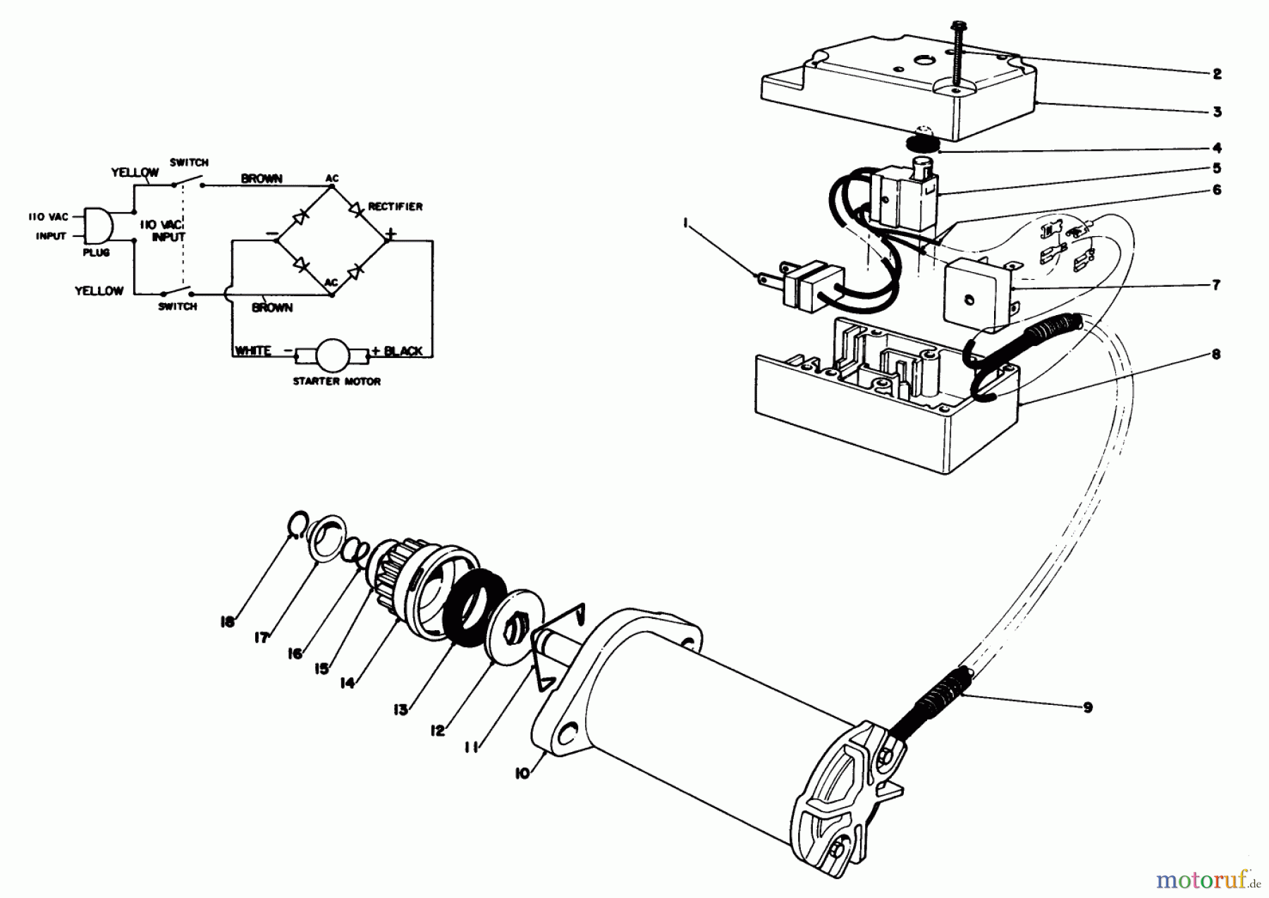 Toro Neu Snow Blowers/Snow Throwers Seite 1 38115C (CR-20R) - Toro CR-20 Snowthrower, 1990 (0000001-0999999) STARTER MOTOR SWITCH ASSEMBLY (MODEL NO. 38115C)