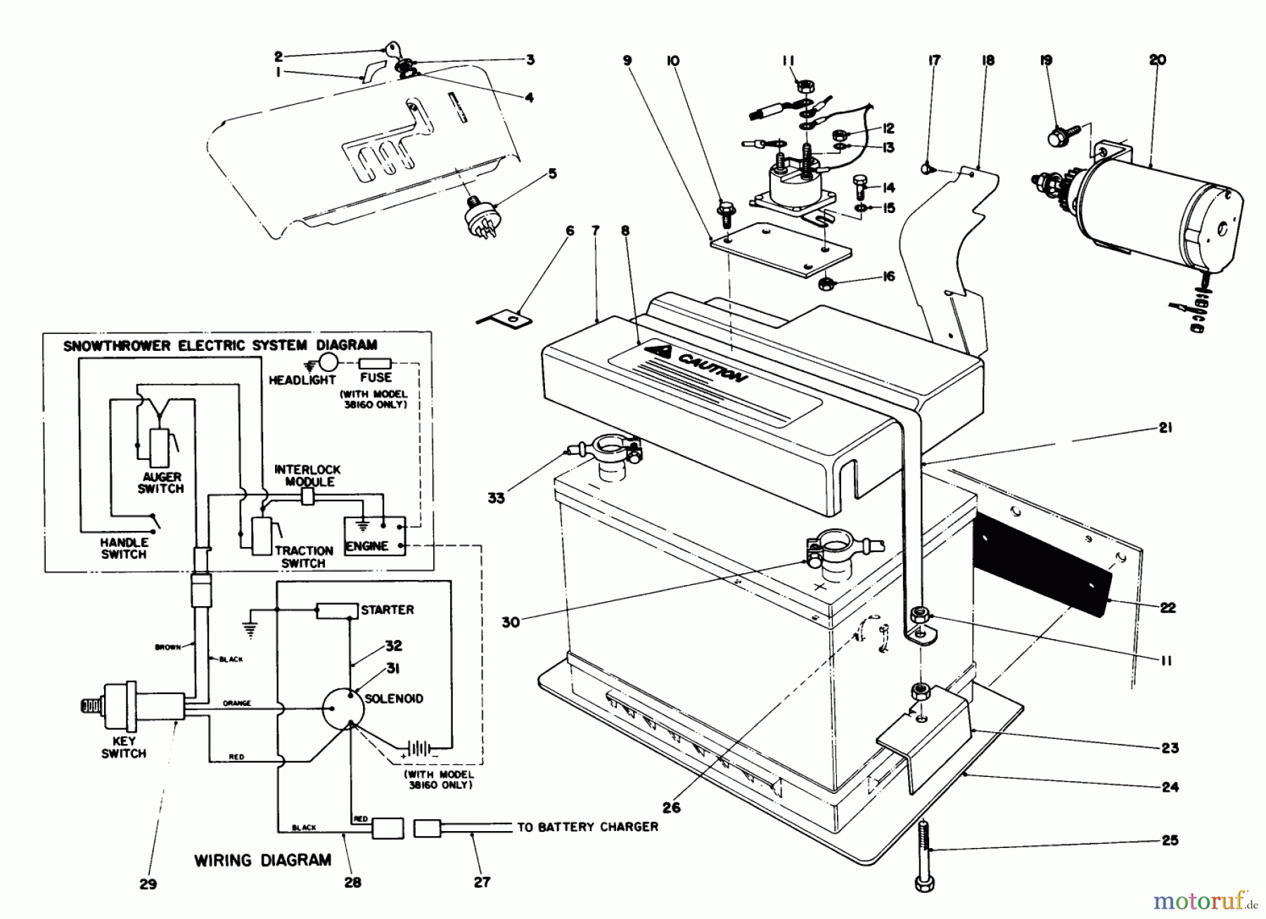 Toro Neu Snow Blowers/Snow Throwers Seite 1 38160 (1132) - Toro 1132 Snowthrower, 1982 (2000001-2999999) 12 VOLT STARTING MOTOR KIT 37-4640 (OPTIONAL)