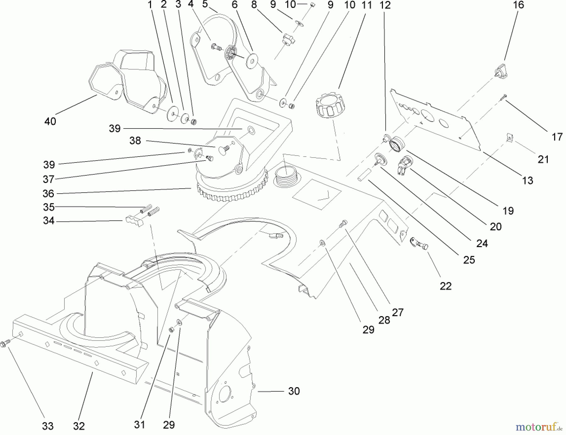 Toro Neu Snow Blowers/Snow Throwers Seite 1 38172 - Toro Powerlite Snowthrower, 2004 (240000001-240999999) HOUSING, UPPER SHROUD, AND CHUTE ASSEMBLY
