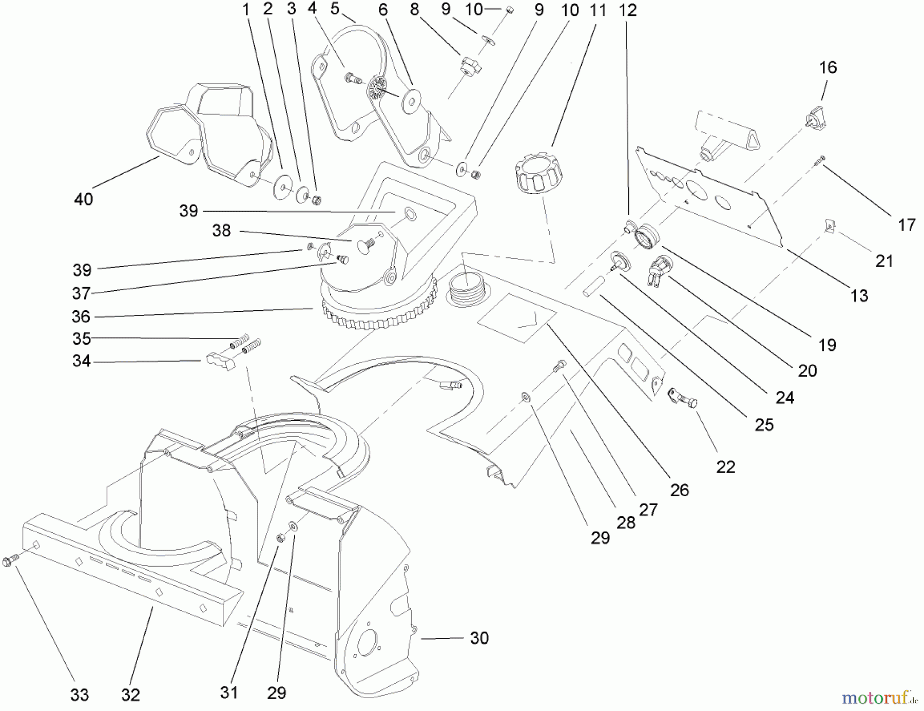 Toro Neu Snow Blowers/Snow Throwers Seite 1 38172 - Toro Powerlite Snowthrower, 2006 (260000001-260999999) HOUSING, UPPER SHROUD, AND CHUTE ASSEMBLY