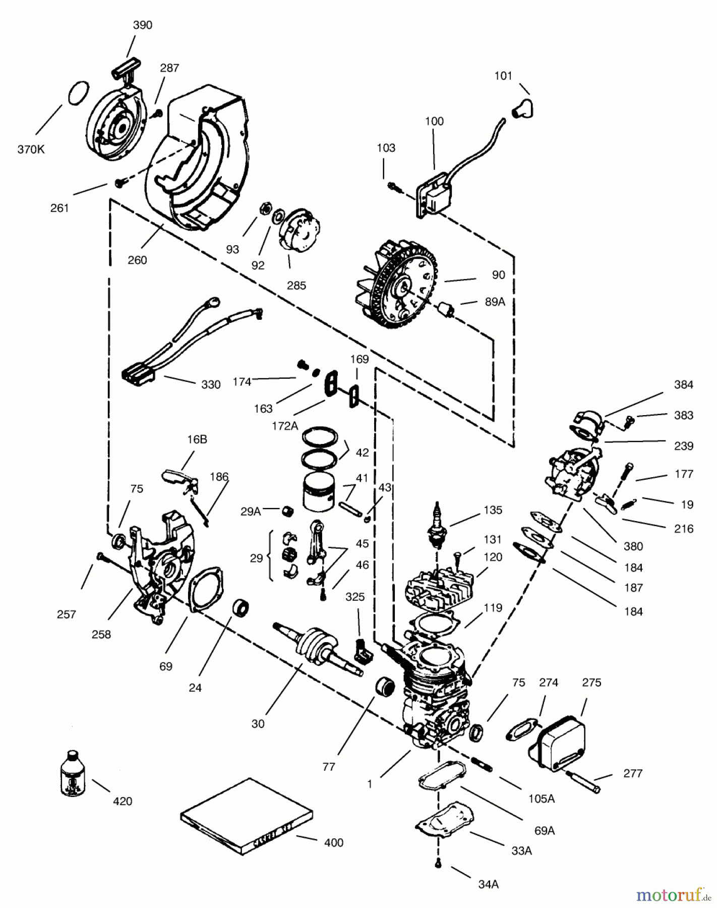  Toro Neu Snow Blowers/Snow Throwers Seite 1 38183 - Toro CCR Powerlite Snowthrower, 2003 (230000001-230999999) ENGINE ASSEMBLY TECUMSEH MODEL NO. HSK635-1723A