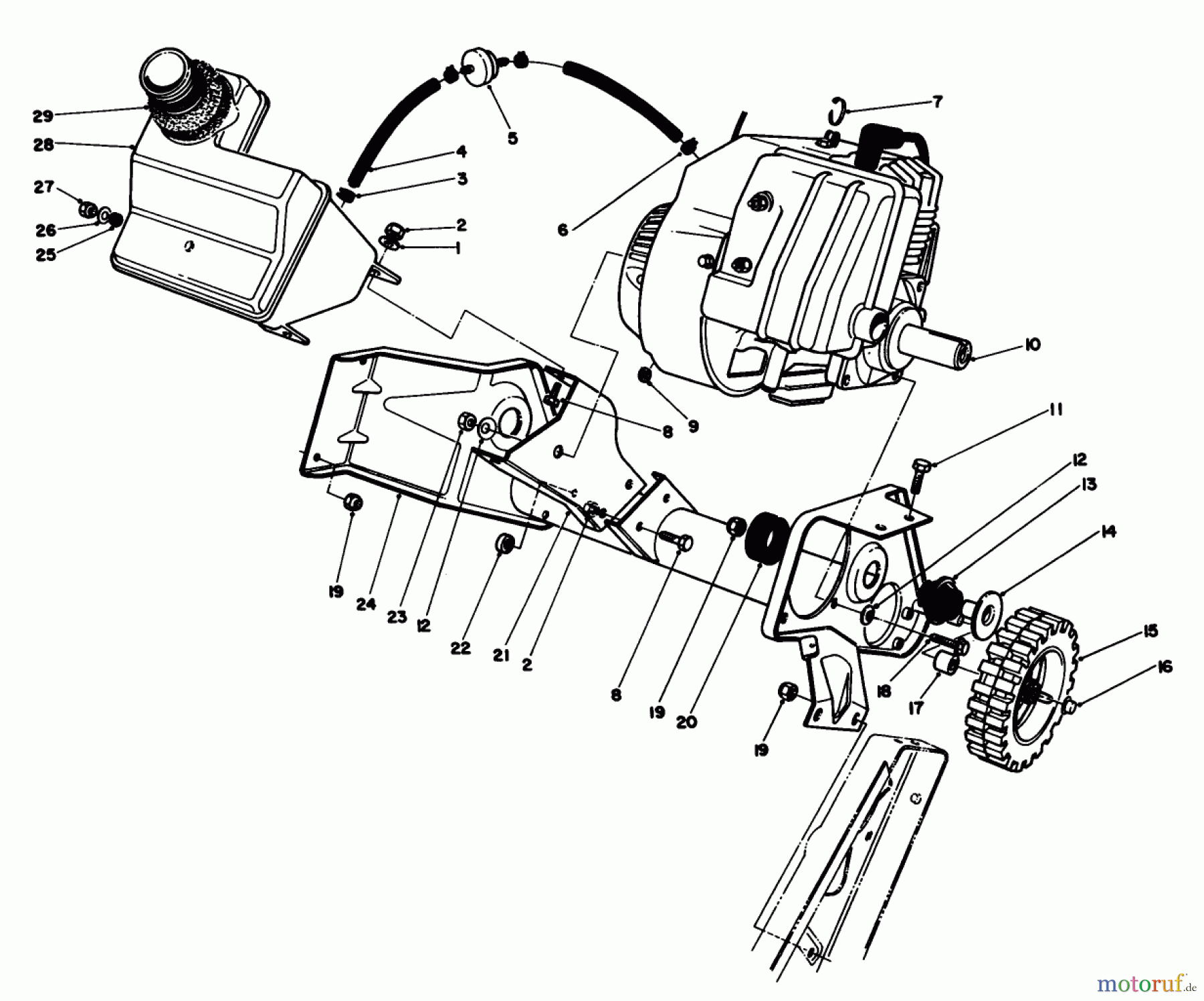  Toro Neu Snow Blowers/Snow Throwers Seite 1 38180 - Toro CCR 2000 Snowthrower, 1990 (0007974-0008194) ENGINE & MAIN FRAME ASSEMBLY