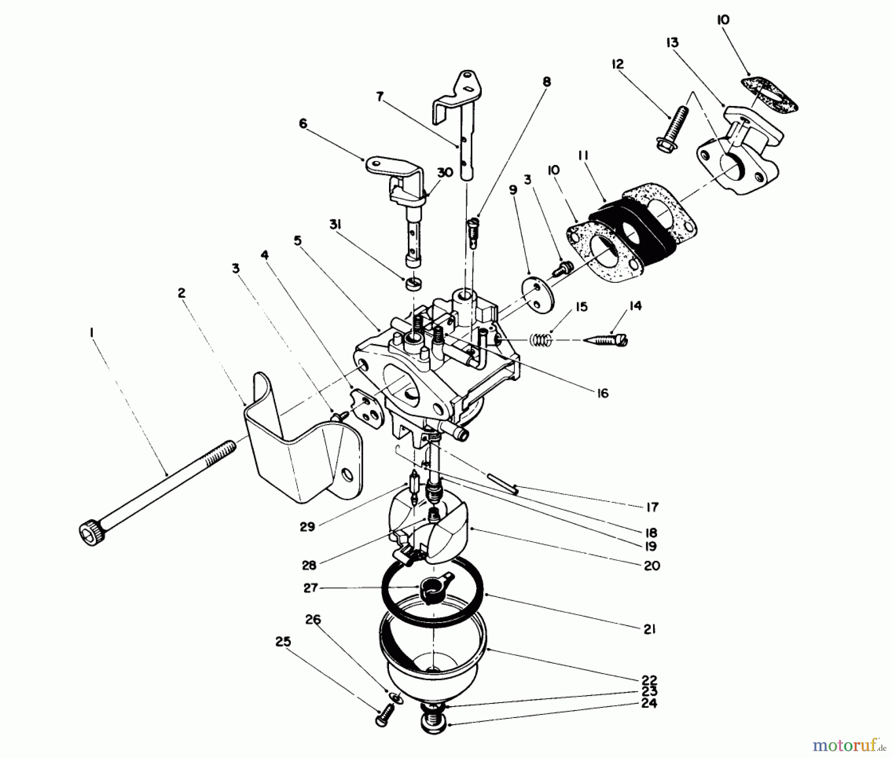  Toro Neu Snow Blowers/Snow Throwers Seite 1 38185 - Toro CCR 2000 Snowthrower, 1993 (3900001-3999999) CARBURETOR ASSEMBLY (ENGINE MODEL NO. 47PM1-5)