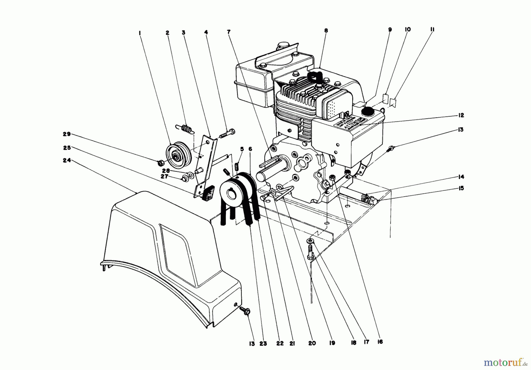  Toro Neu Snow Blowers/Snow Throwers Seite 1 38250 (421) - Toro 421 Snowthrower, 1980 (0000001-0999999) ENGINE ASSEMBLY