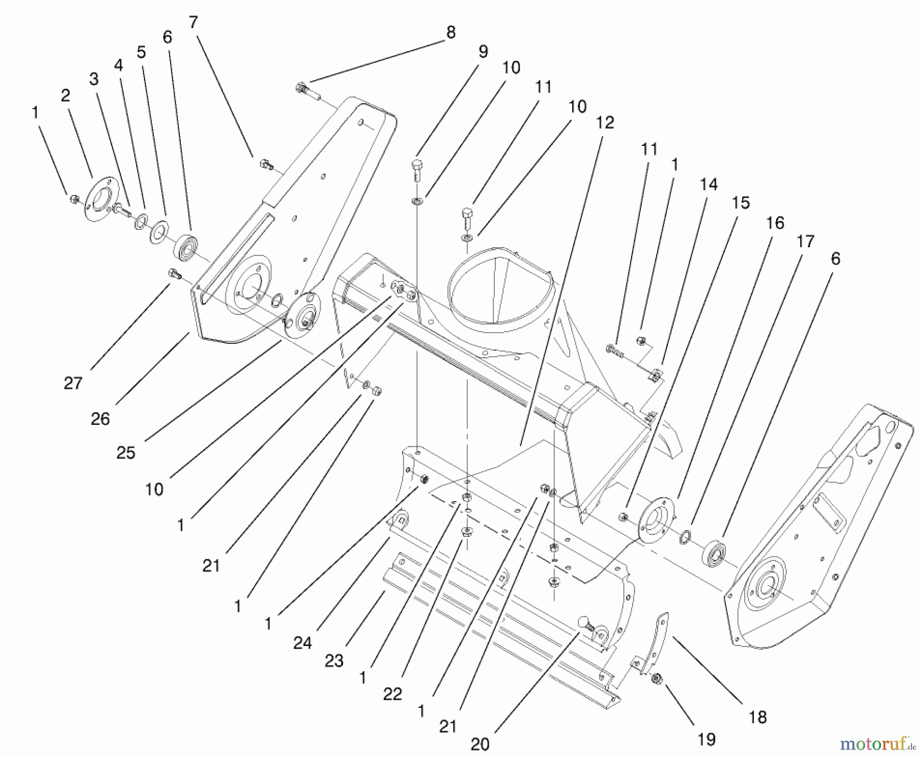 Toro Neu Snow Blowers/Snow Throwers Seite 1 38445 (3650) - Toro CCR 3650 Snowthrower, 2000 (200012328-200999999) HOUSINGAND SIDE PLATE ASSEMBLY