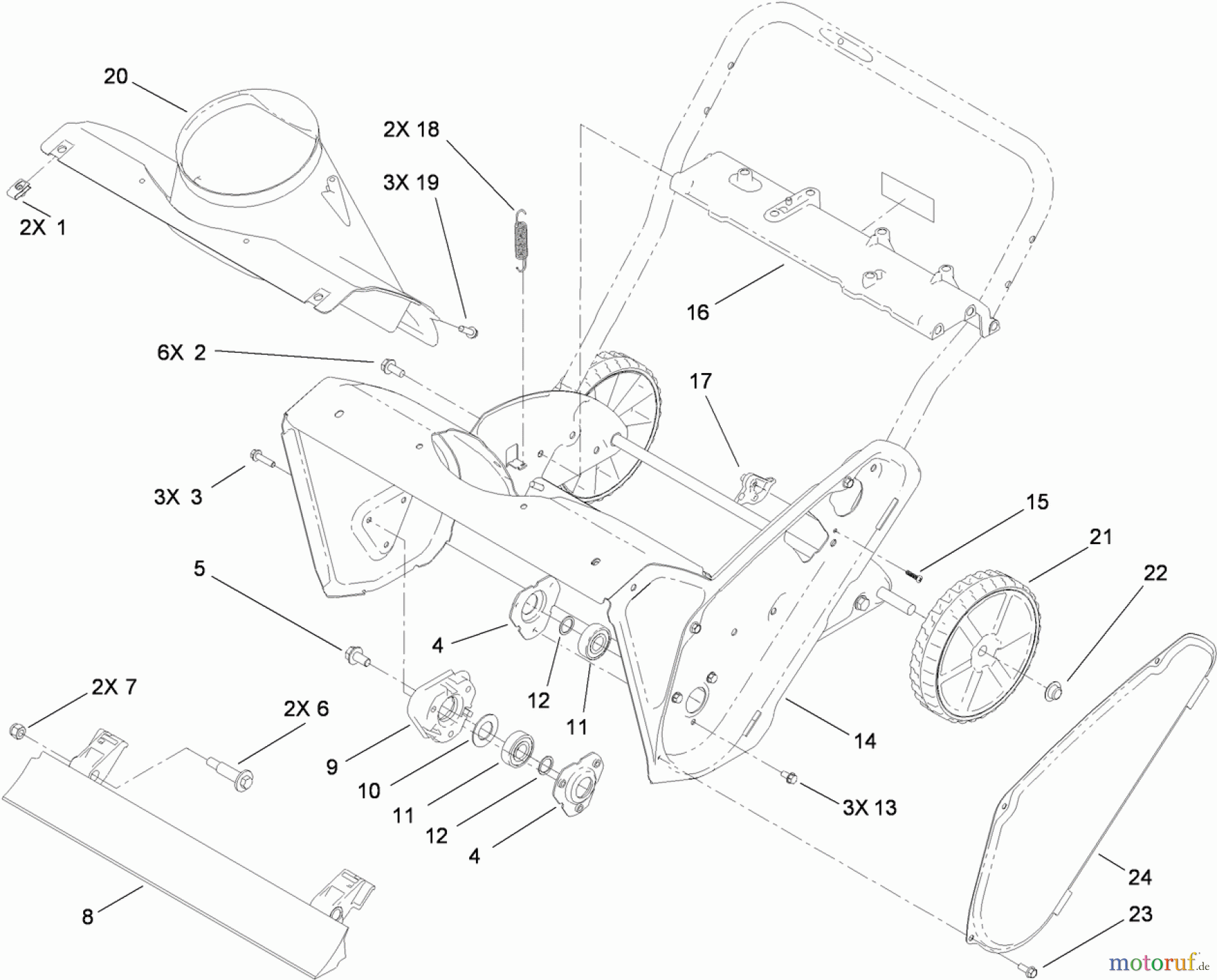  Toro Neu Snow Blowers/Snow Throwers Seite 1 38453 (621 ZR) - Toro Power Clear 621 ZR Snowthrower, 2012 (312000001-312999999) MAIN FRAME ASSEMBLY