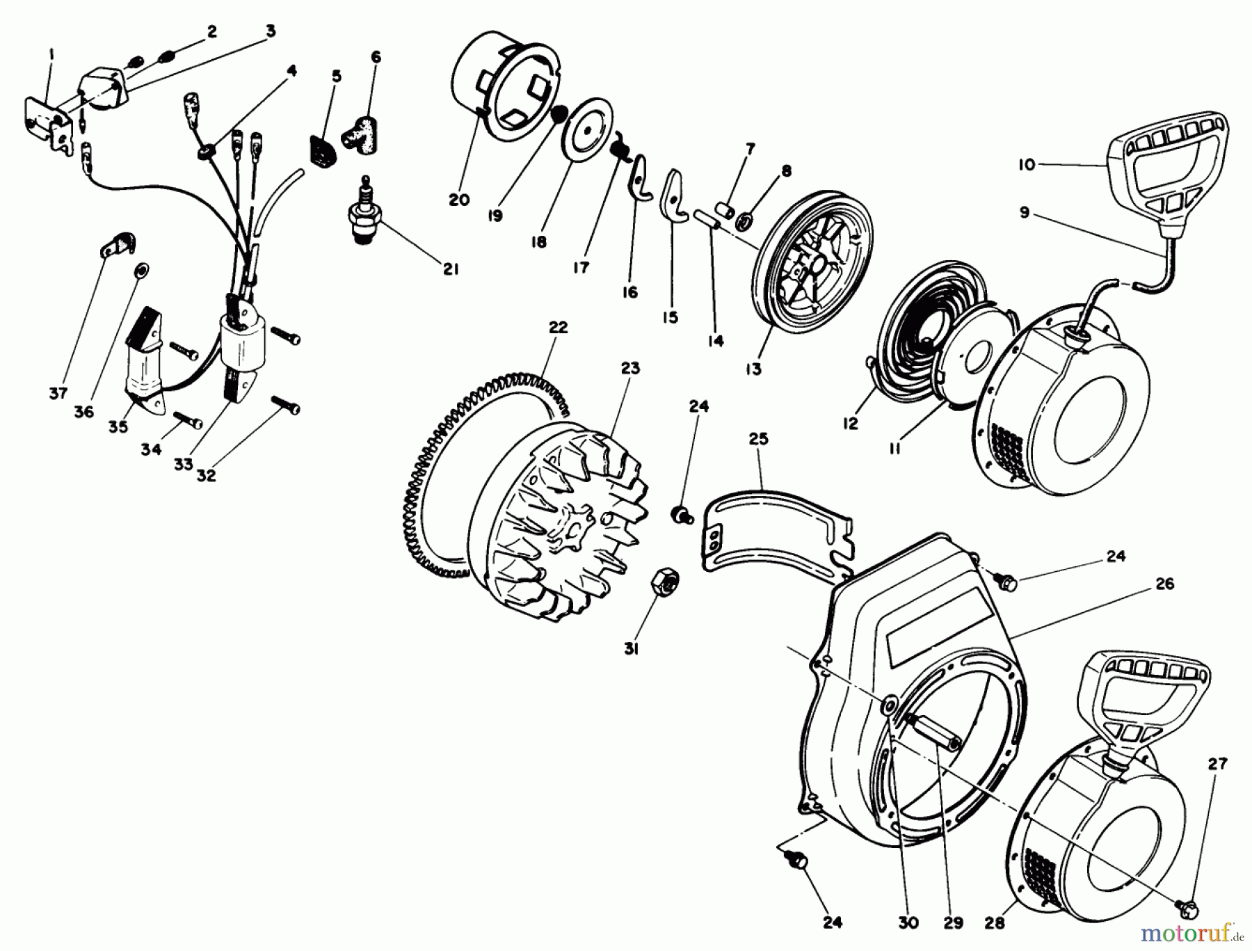 Toro Neu Snow Blowers/Snow Throwers Seite 1 38505 (624) - Toro 624 Power Shift Snowthrower, 1990 (0000001-0999999) ENGINE NO. 68-8280 IGNITION ASSEMBLY