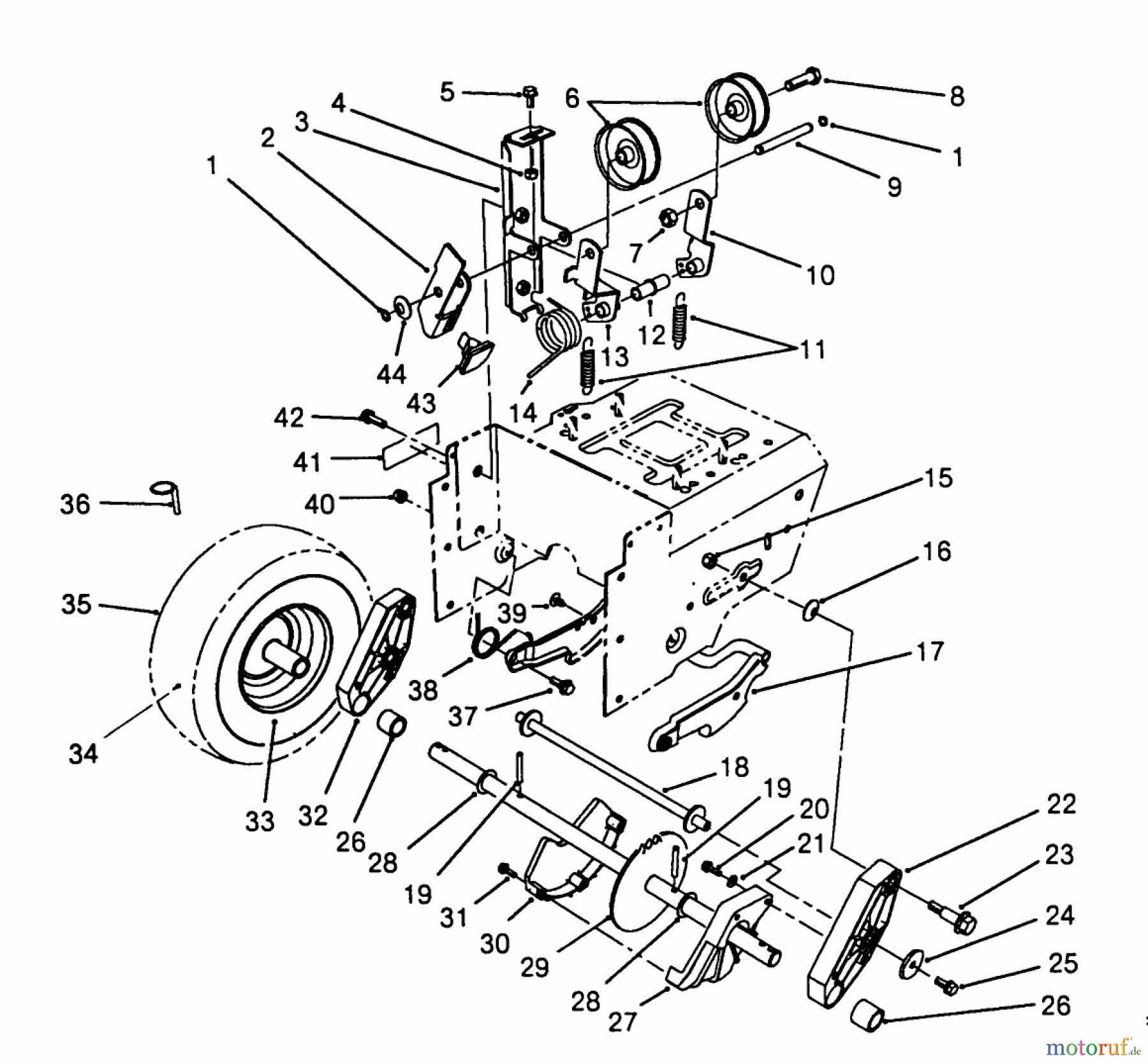  Toro Neu Snow Blowers/Snow Throwers Seite 1 38513 (624) - Toro 624 Power Shift Snowthrower, 1988 (8000001-8999999) TRACTION DRIVE ASSEMBLY