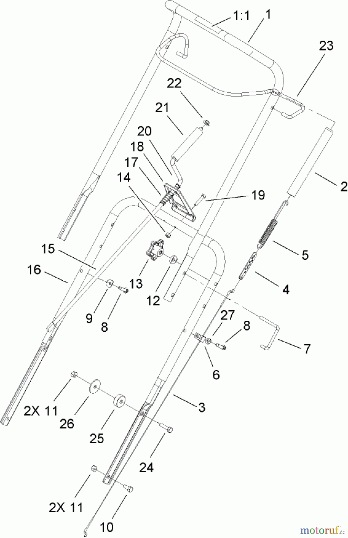  Toro Neu Snow Blowers/Snow Throwers Seite 1 38518 (3650) - Toro CCR 3650 GTS Snowthrower, 2007 (270000001-270010000) HANDLE ASSEMBLY