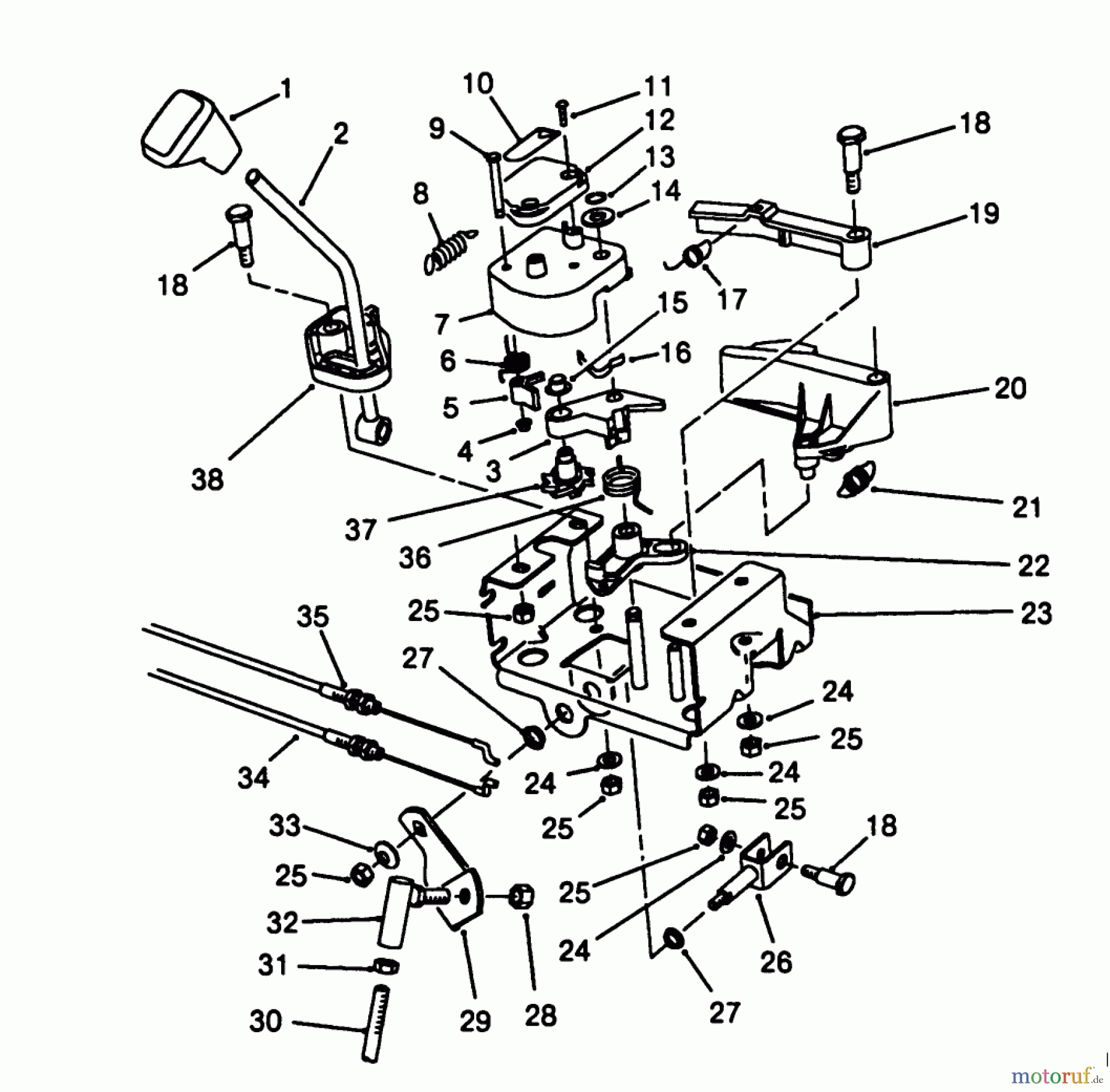  Toro Neu Snow Blowers/Snow Throwers Seite 1 38543 (824) - Toro 824 Power Shift Snowthrower, 1988 (8000001-8999999) TRACTION LINKAGE ASSEMBLY