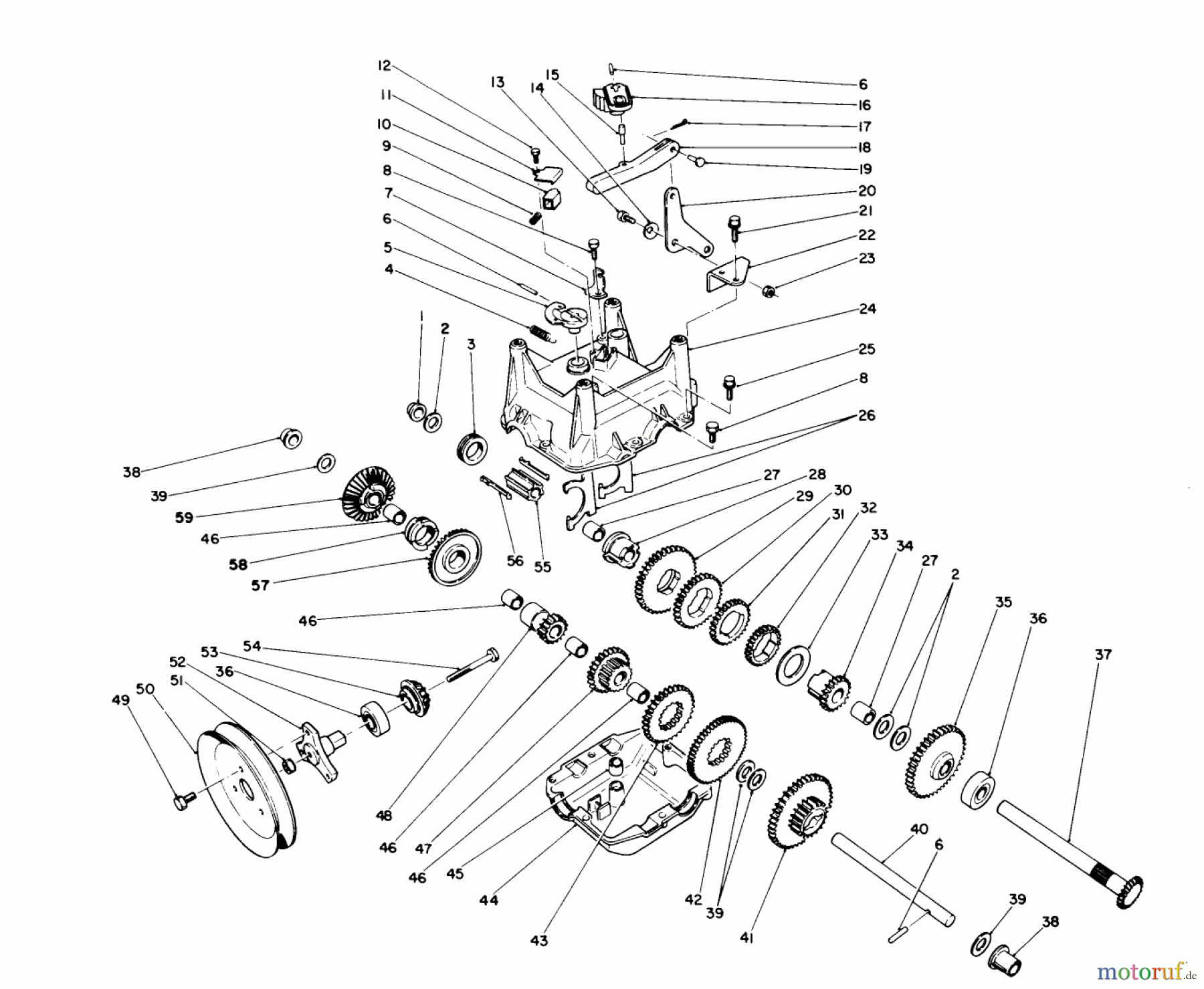 Toro Neu Snow Blowers/Snow Throwers Seite 1 38580 (1132) - Toro 1132 Power Shift Snowthrower, 1989 (9000001-9999999) TRANSMISSION ASSEMBLY NO. 66-8030