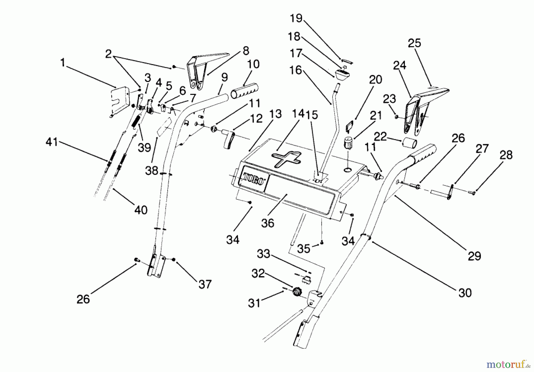  Toro Neu Snow Blowers/Snow Throwers Seite 1 38570 (828) - Toro 828 Power Shift Snowthrower, 1991 (1000001-1999999) HANDLE ASSEMBLY