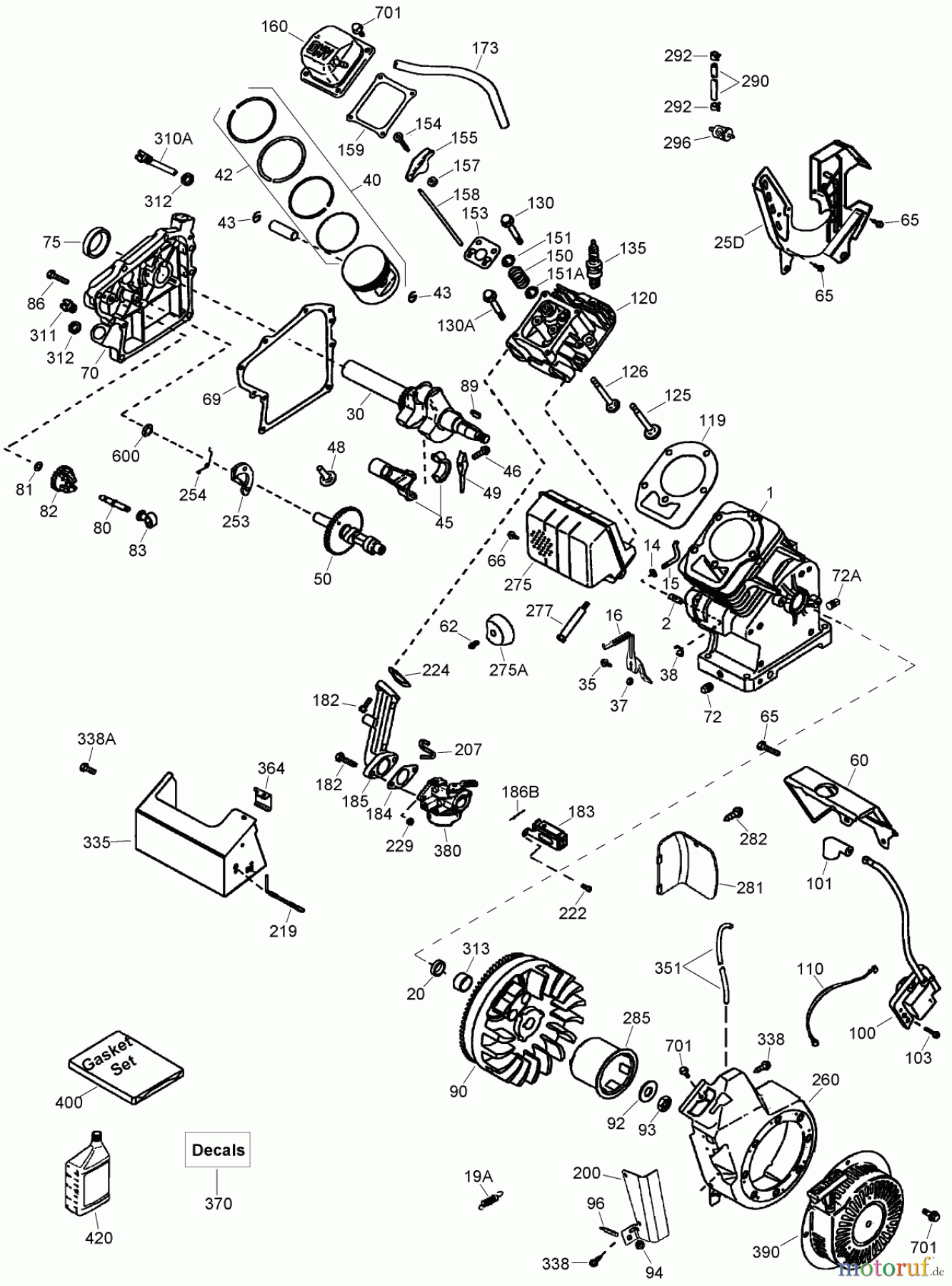  Toro Neu Snow Blowers/Snow Throwers Seite 1 38575 (6053) - Toro CCR 6053 Quick Clear Snowthrower, 2010 (310000001-310999999) ENGINE ASSEMBLY NO. 1 TECUMSEH OH195SA-72567G