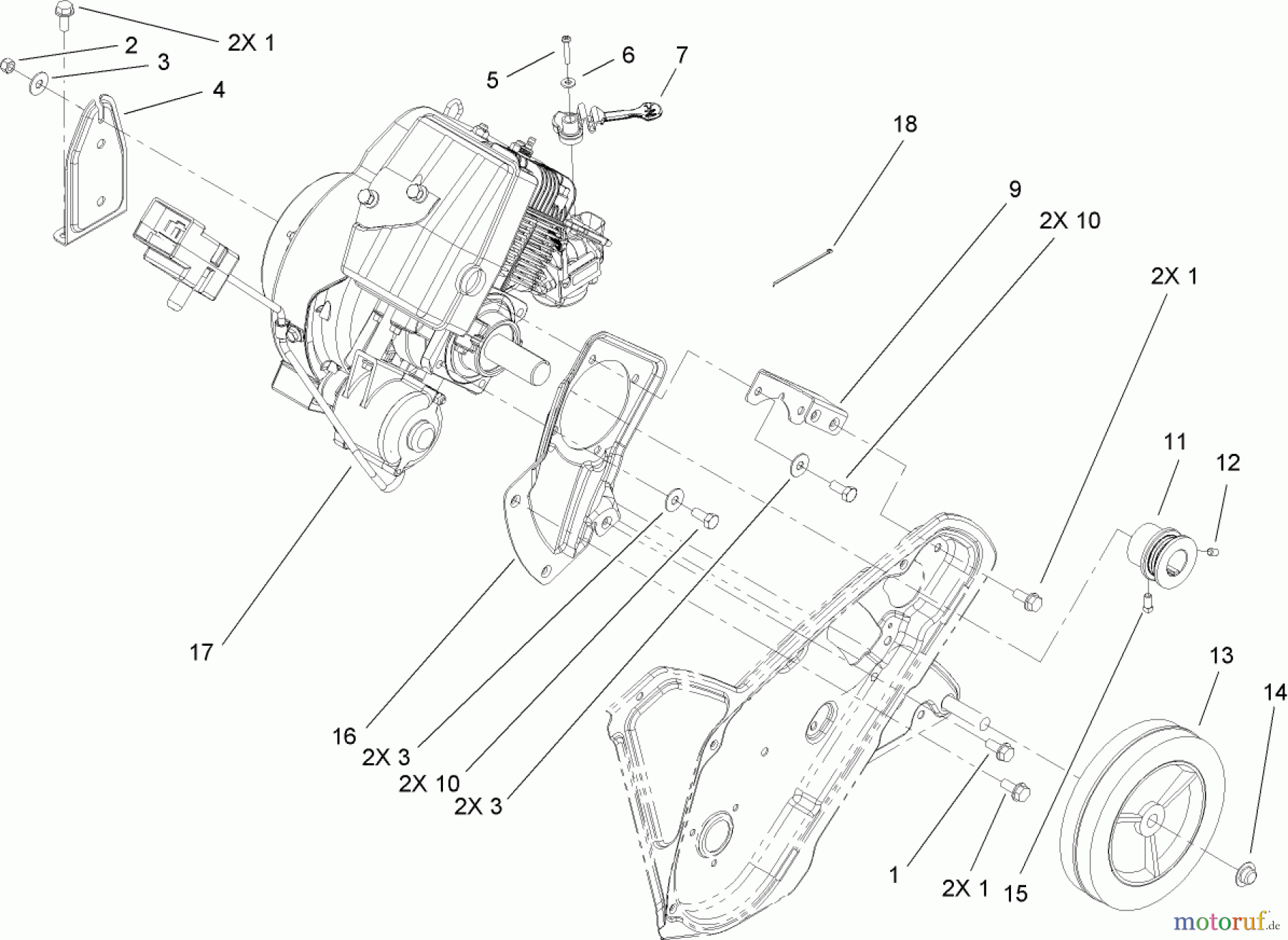 Toro Neu Snow Blowers/Snow Throwers Seite 1 38581 - Toro Power Clear Snowthrower, 2008 (280000001-280999999) ENGINE, FRAME AND WHEEL ASSEMBLY