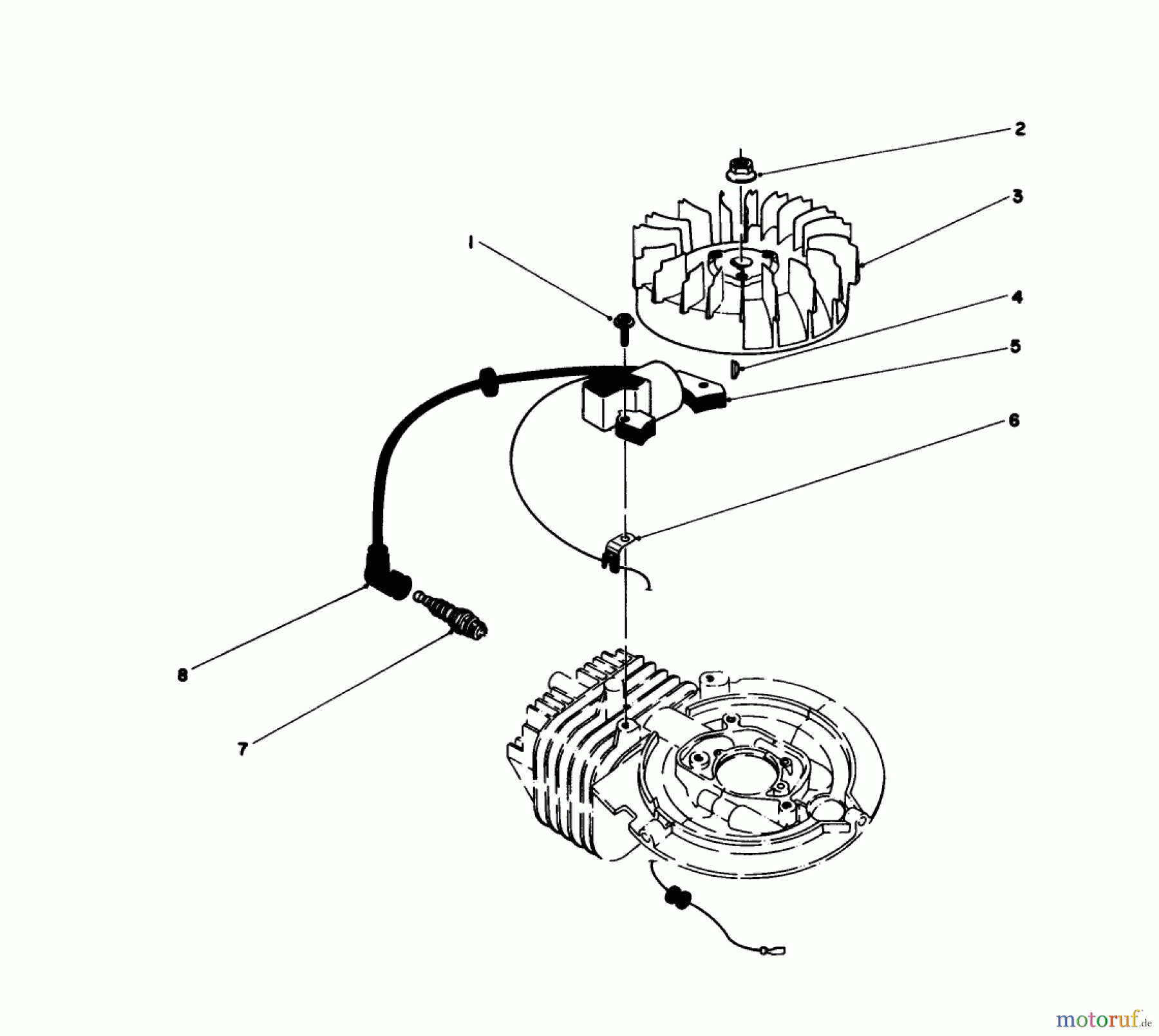 Toro Neu Engines 59257 - Toro Replacement Engine, 2-Cycle (Zone Start), 1985 (5000001-5999999) FLYWHEEL & MAGNETO ASSEMBLY