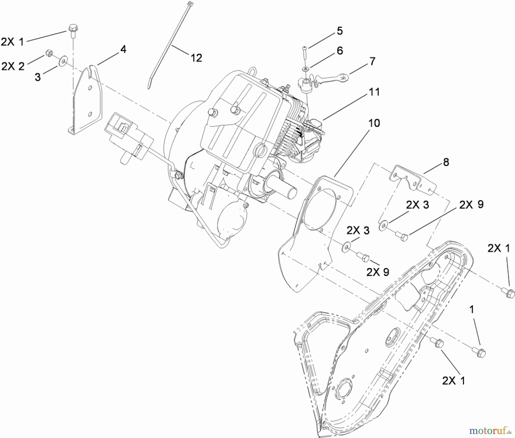 Toro Neu Snow Blowers/Snow Throwers Seite 1 38583 - Toro Power Clear Snowthrower, 2011 (311000001-311999999) ENGINE AND MOUNTING ASSEMBLY