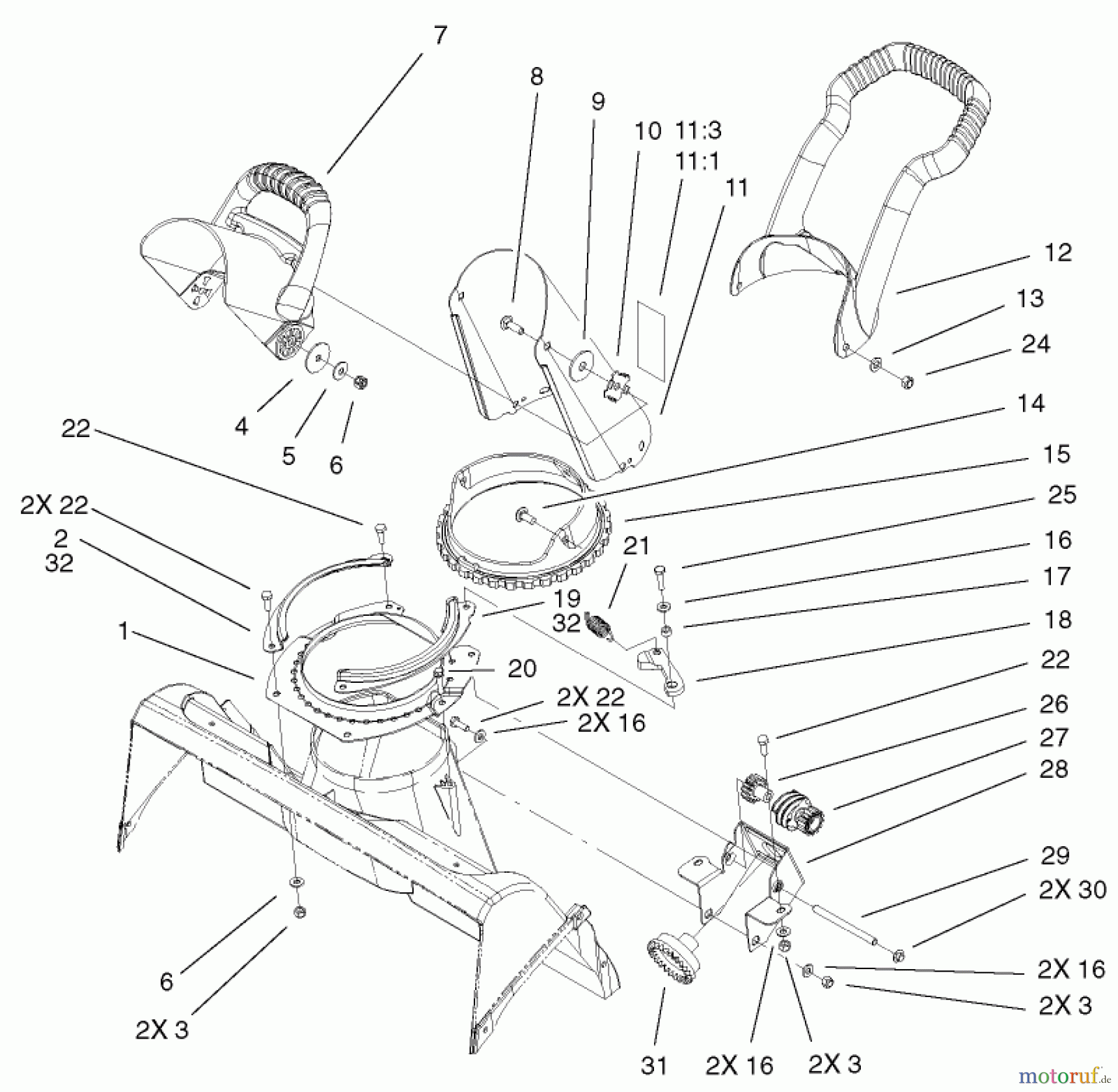  Toro Neu Snow Blowers/Snow Throwers Seite 1 38600 - Toro Snow Commander Snowthrower, 2002 (220000001-220999999) CHUTE ASSEMBLY