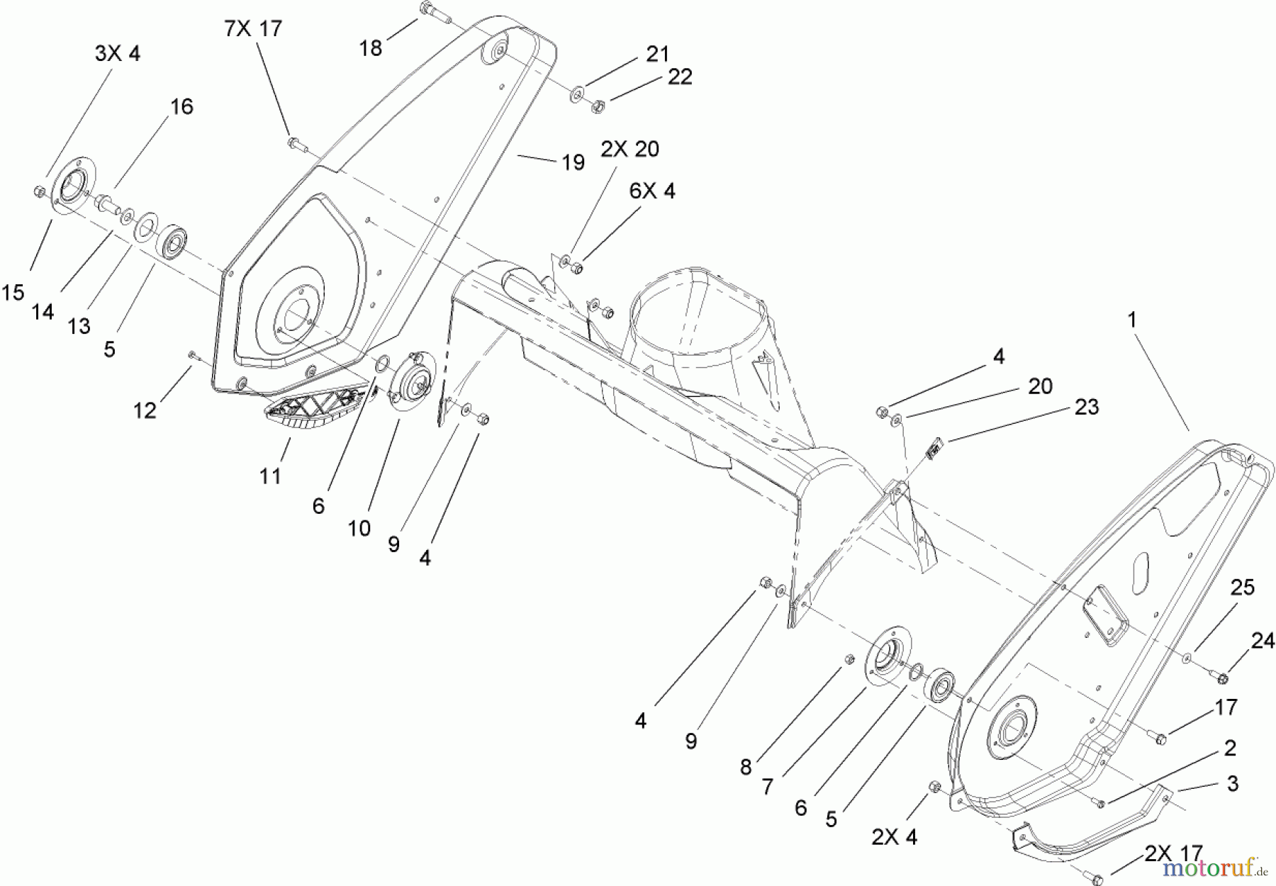  Toro Neu Snow Blowers/Snow Throwers Seite 1 38600 - Toro Snow Commander Snowthrower, 2005 (250000001-250999999) UPPER HOUSING AND SIDE PLATE ASSEMBLY