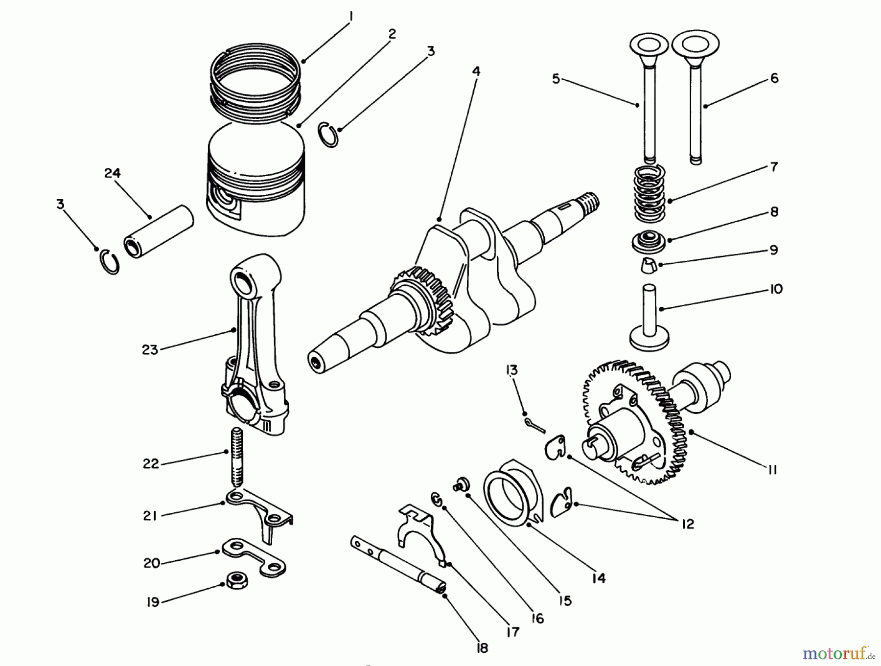  Toro Neu Generators 62012 (T1200) - Toro Generator, T1200, 1987 (7000001-7999999) CRANKSHAFT & CAMSHAFT ASSEMBLY