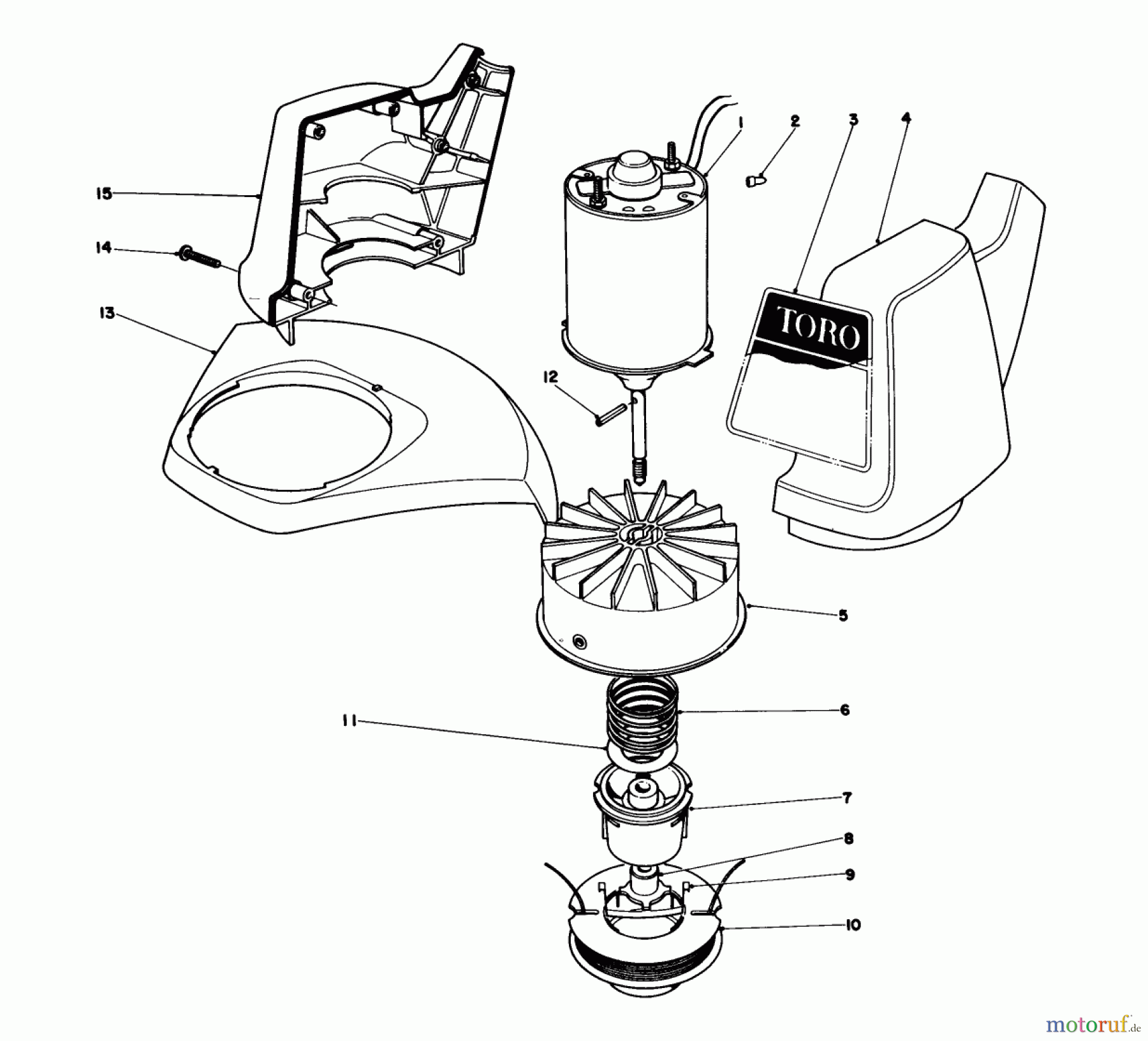 Toro Neu Trimmers, String/Brush 51425 (1200) - Toro 1200 Electric Trimmer, 1984 (4000001-4999999) MOTOR AND HOUSING ASSEMBLY