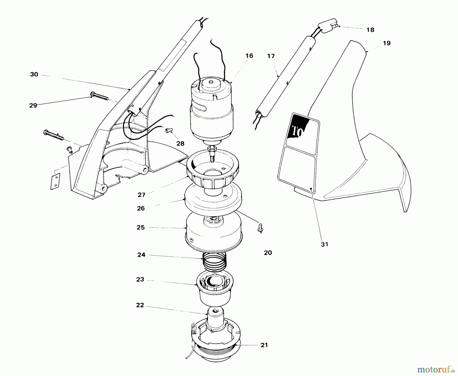  Toro Neu Trimmers, String/Brush 51550 - Toro Cordless Trimmer, 1983 (3000001-3999999) MOTOR HOUSING ASSEMBLY