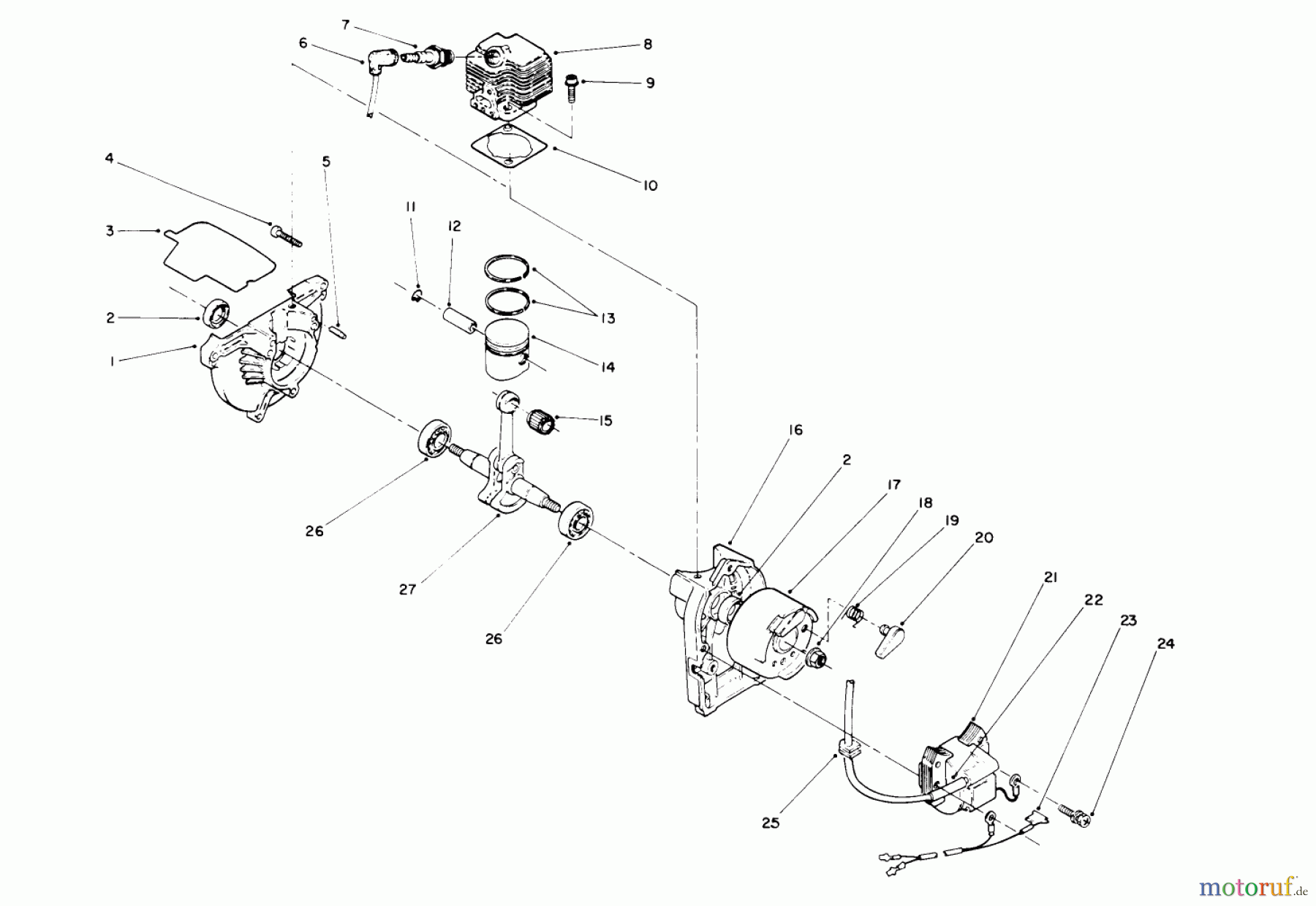  Toro Neu Trimmers, String/Brush 51637 (TC 2010) - Toro TC 2010 Gas Trimmer, 1990 (0000001-0999999) ENGINE ASSEMBLY #2